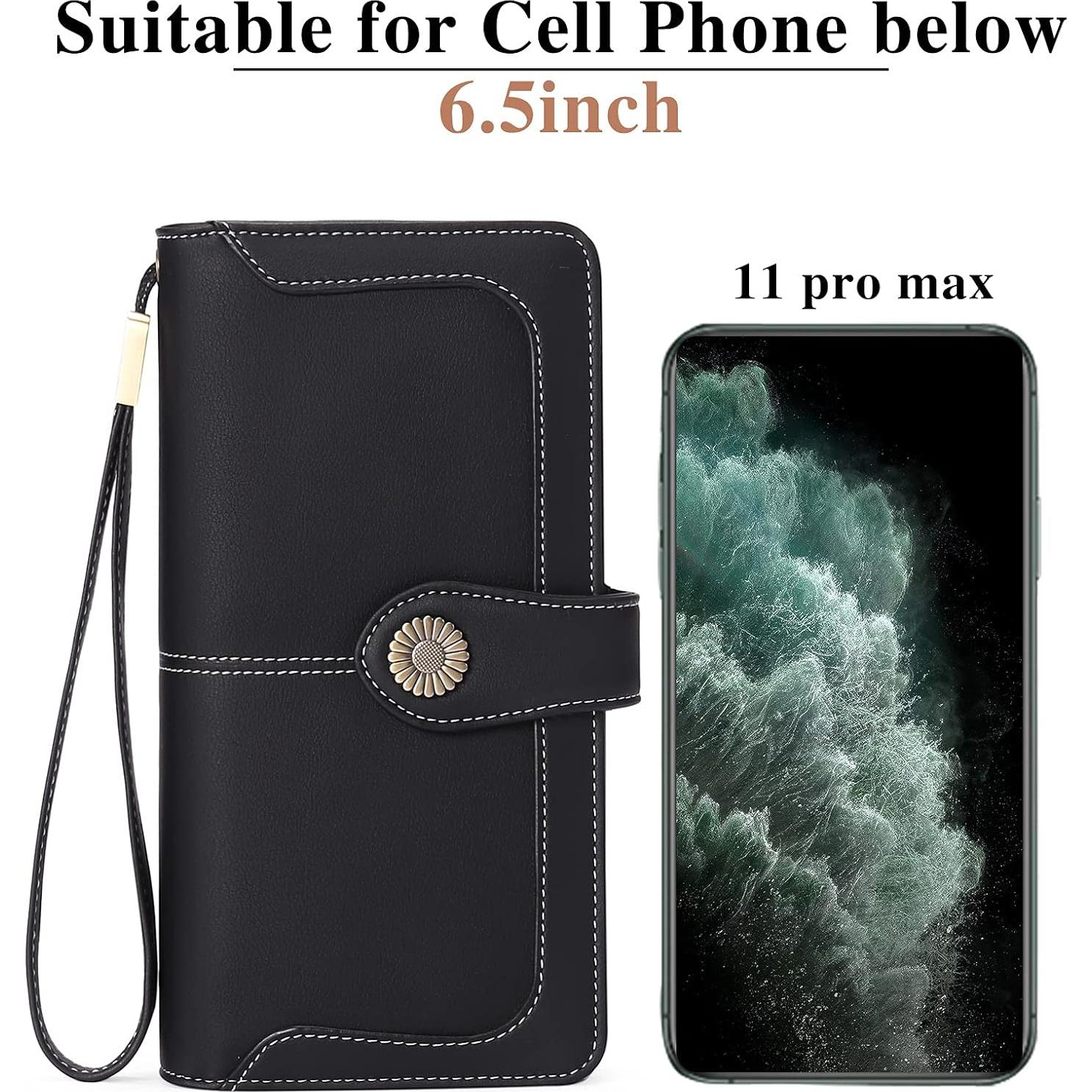 Cartera FALAN MULE Mujer Cuero Genuino RFID Bifold 19.5x10.5cm