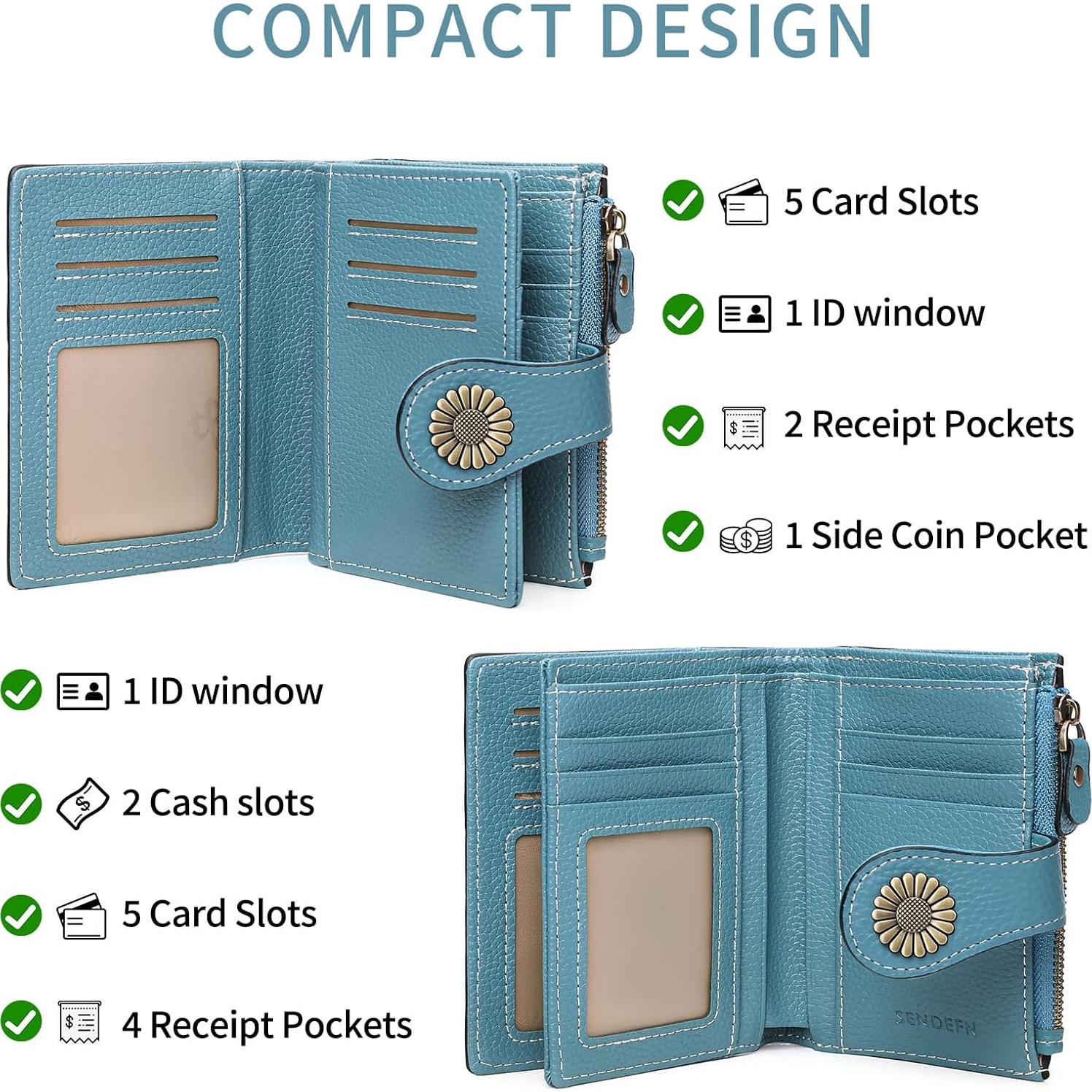 Cartera Pequeña SENDEFN de Cuero Bifold con Bloqueo RFID