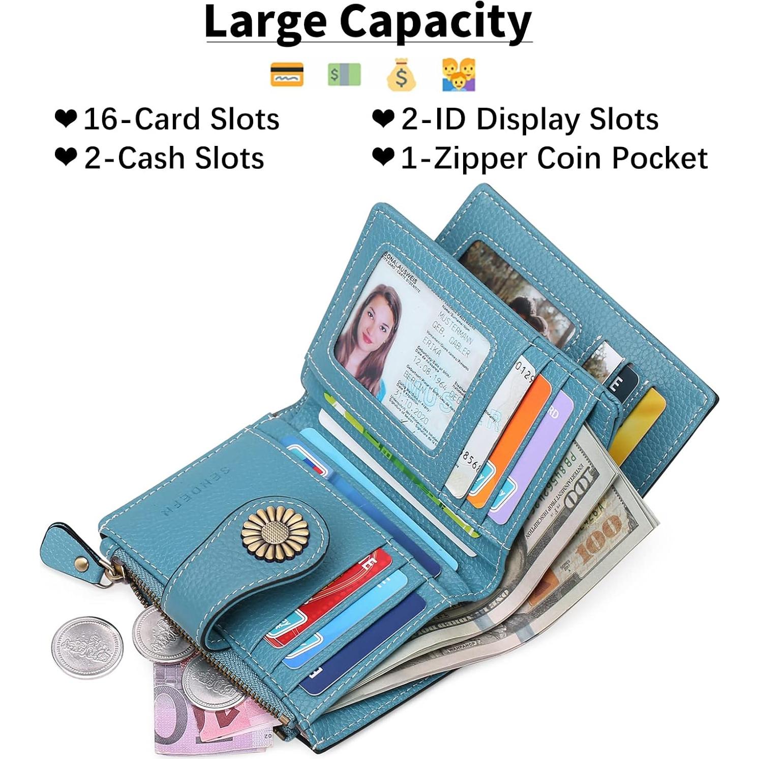 Cartera Pequeña SENDEFN de Cuero Bifold con Bloqueo RFID