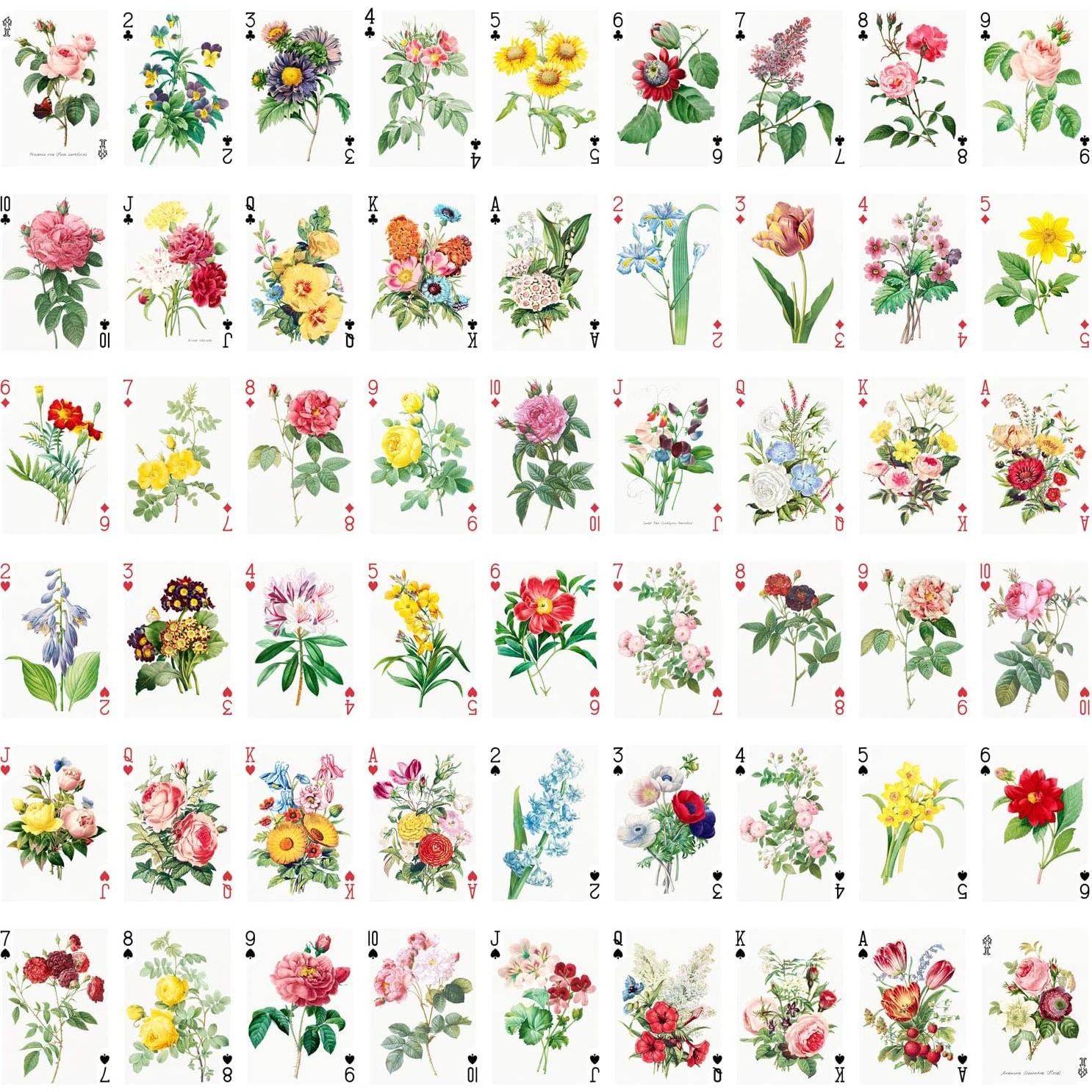 Baraja de Póker Vintage FlonzGift 54 Cartas Flores y Rosas