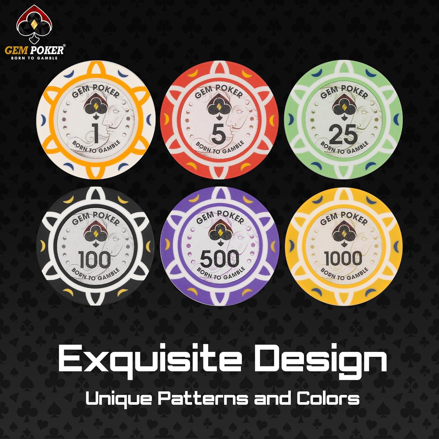 Set de Póker Luna 500 Fichas 14g con Estuche Premium