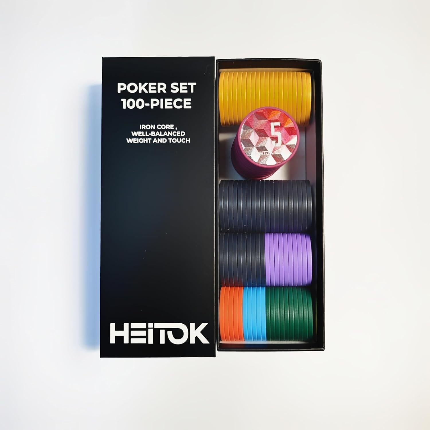 Juego de Póker HEITOK 100 Piezas Fichas 11.5g Estuche