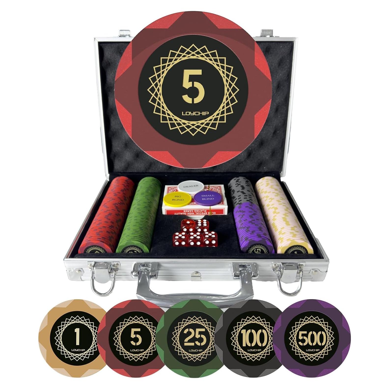 Juego de Fichas de Póker 200 Piezas LOYCHIP 14g Estuche Aluminio