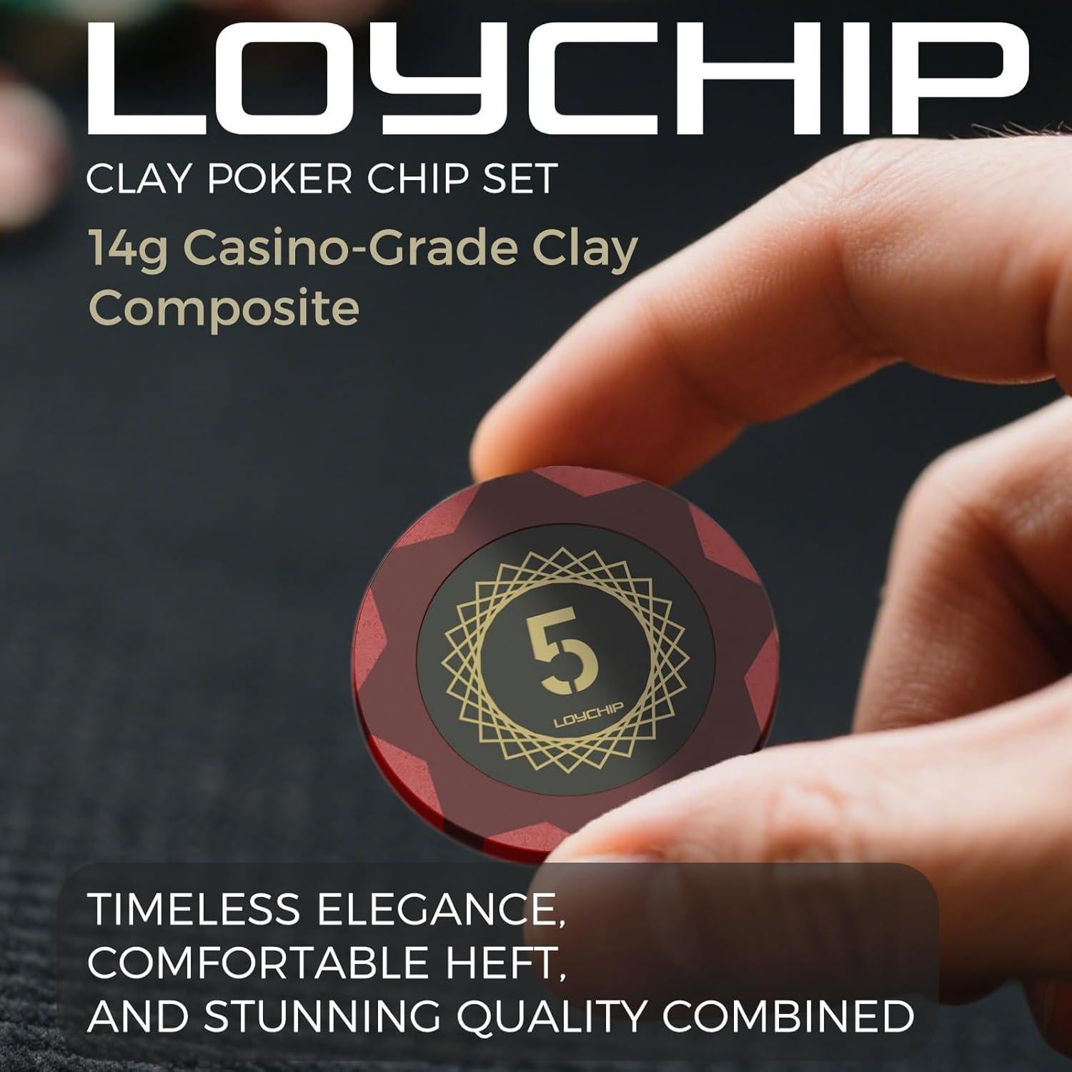 Juego de Fichas de Póker 200 Piezas LOYCHIP 14g Estuche Aluminio