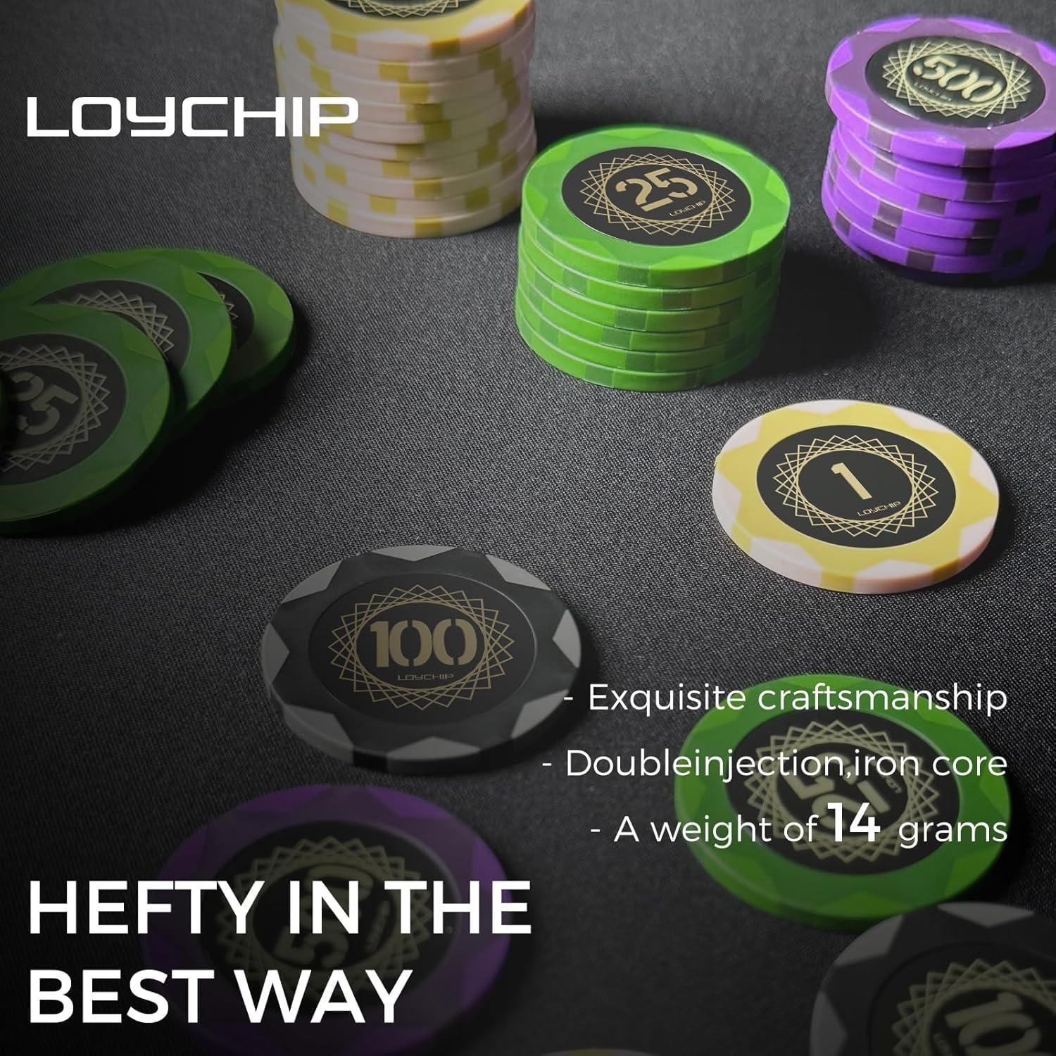 Juego de Fichas de Póker 200 Piezas LOYCHIP 14g Estuche Aluminio