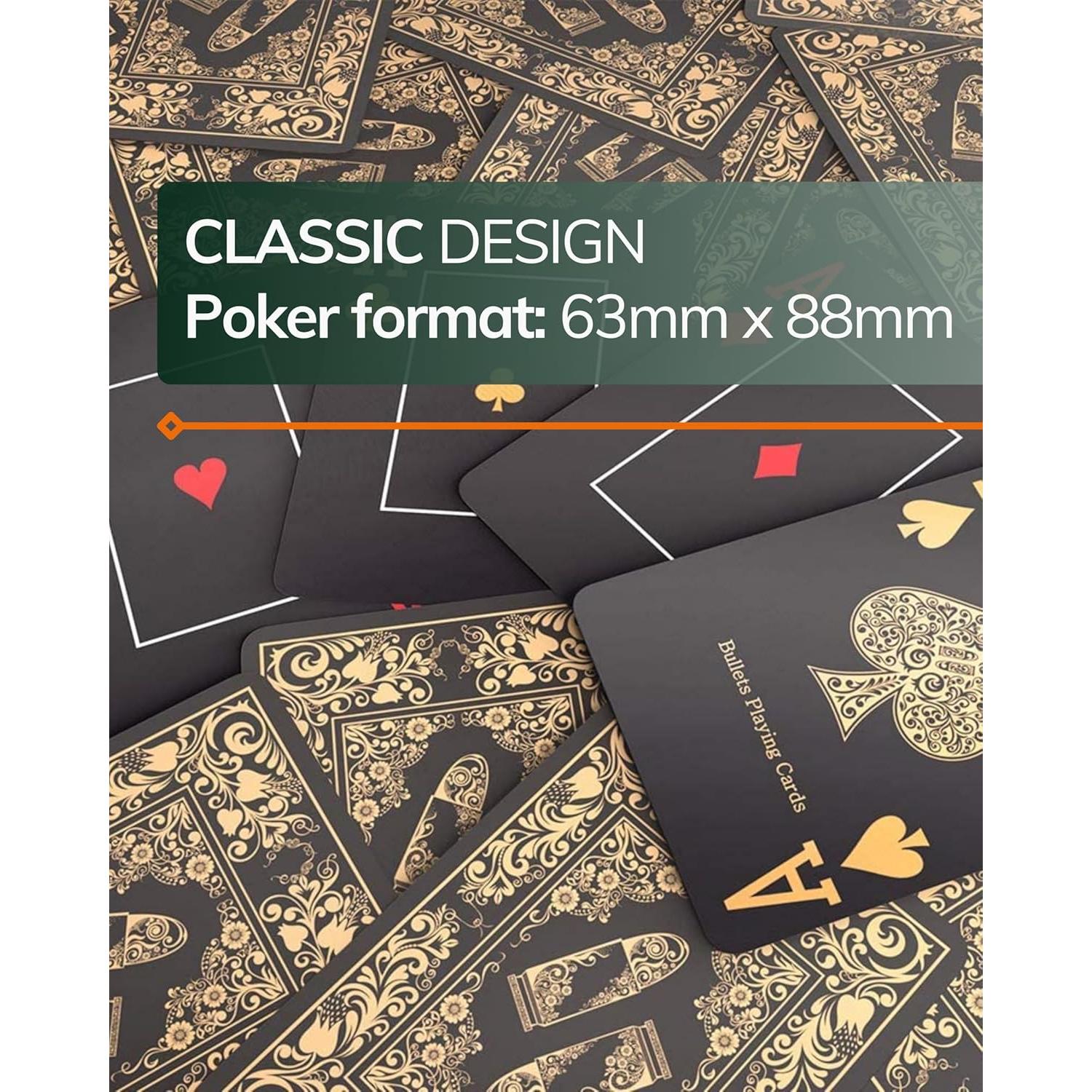 Cartas de Póker Bullets Edición Negra Jumbo de Plástico 63x88mm