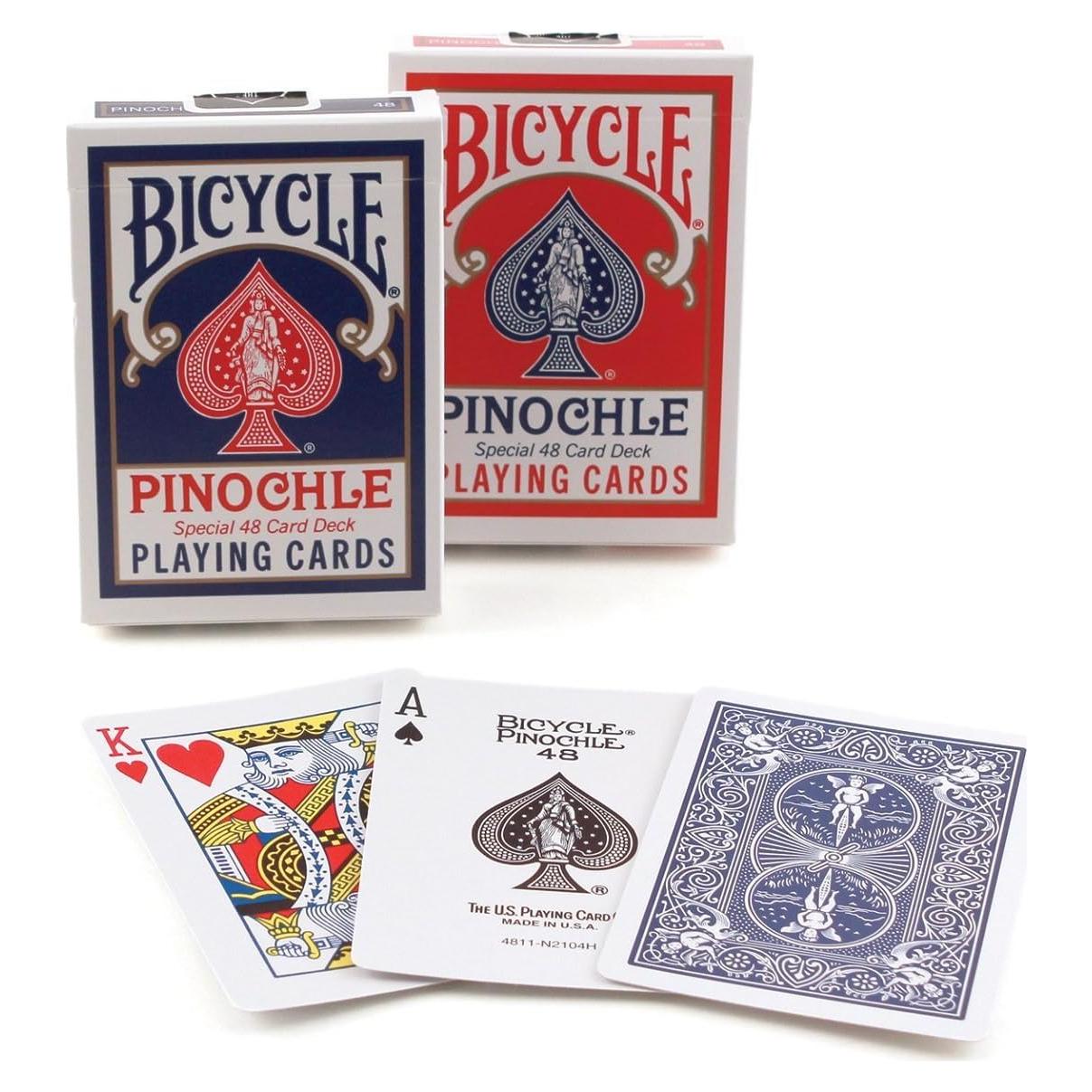 Cartas de Pinochle Bicycle - Paquete de 2 mazos de 48 cartas