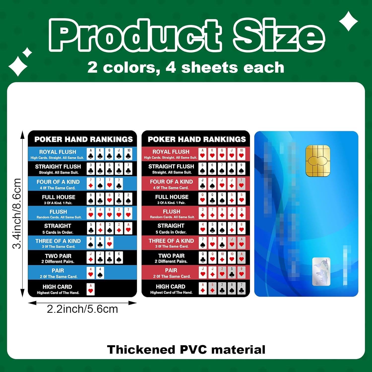 Tablas de Clasificación de Manos de Póker AmazingSpark 8 Piezas