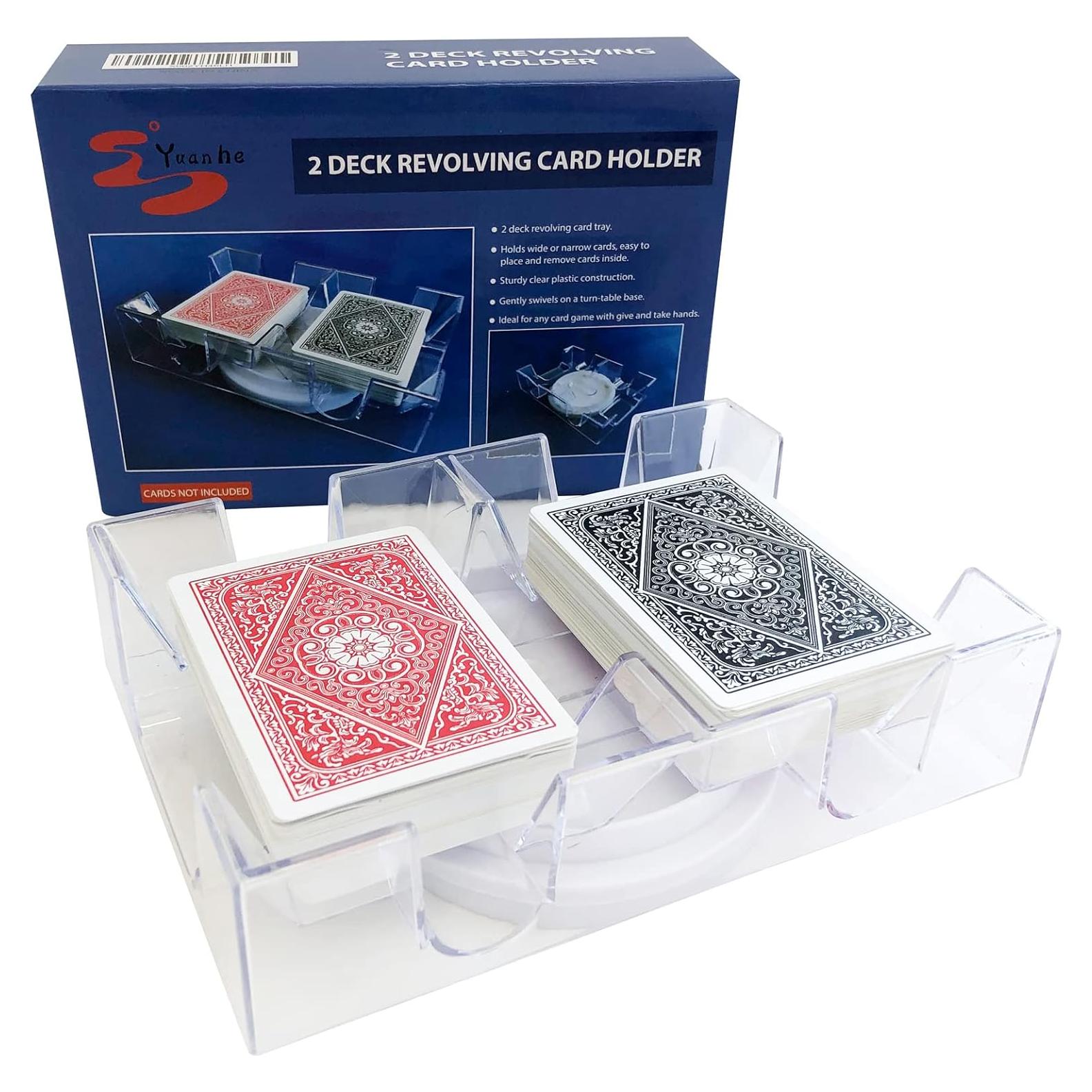 Bandeja giratoria de cartas Yuanhe para 2 mazos - 18.4x12.7 cm