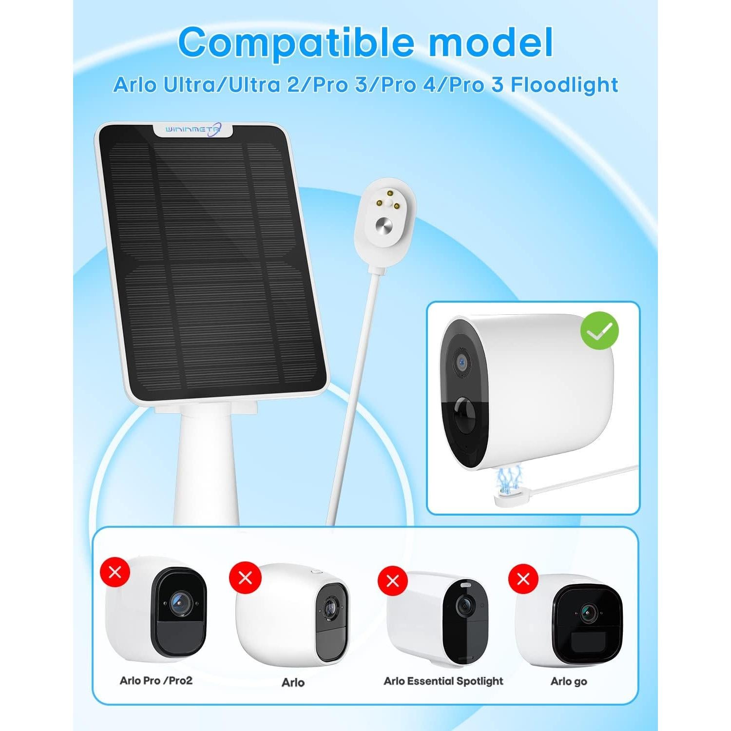 Cargador Solar 6W WININMETA para Cámaras Arlo Pro 3 Floodlight