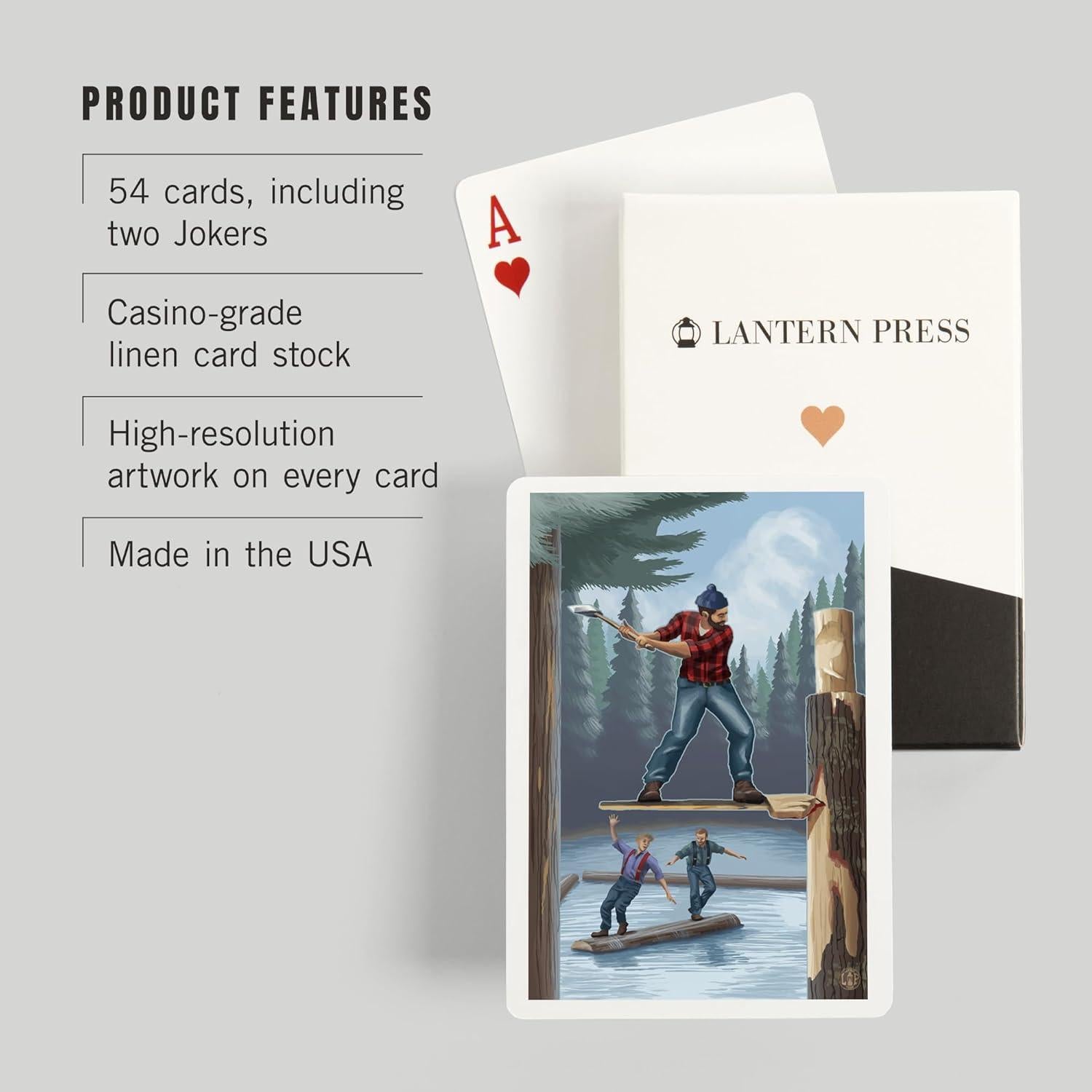 Baraja de Cartas Montaje de Leñador Lantern Press - 52 Piezas