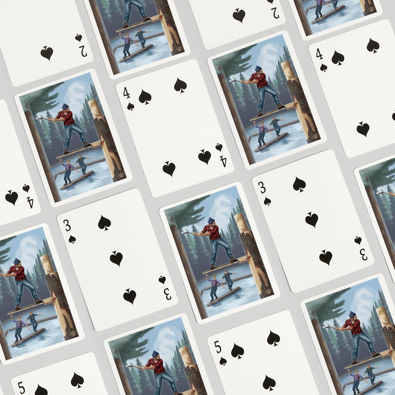 Baraja de Cartas Montaje de Leñador Lantern Press - 52 Piezas