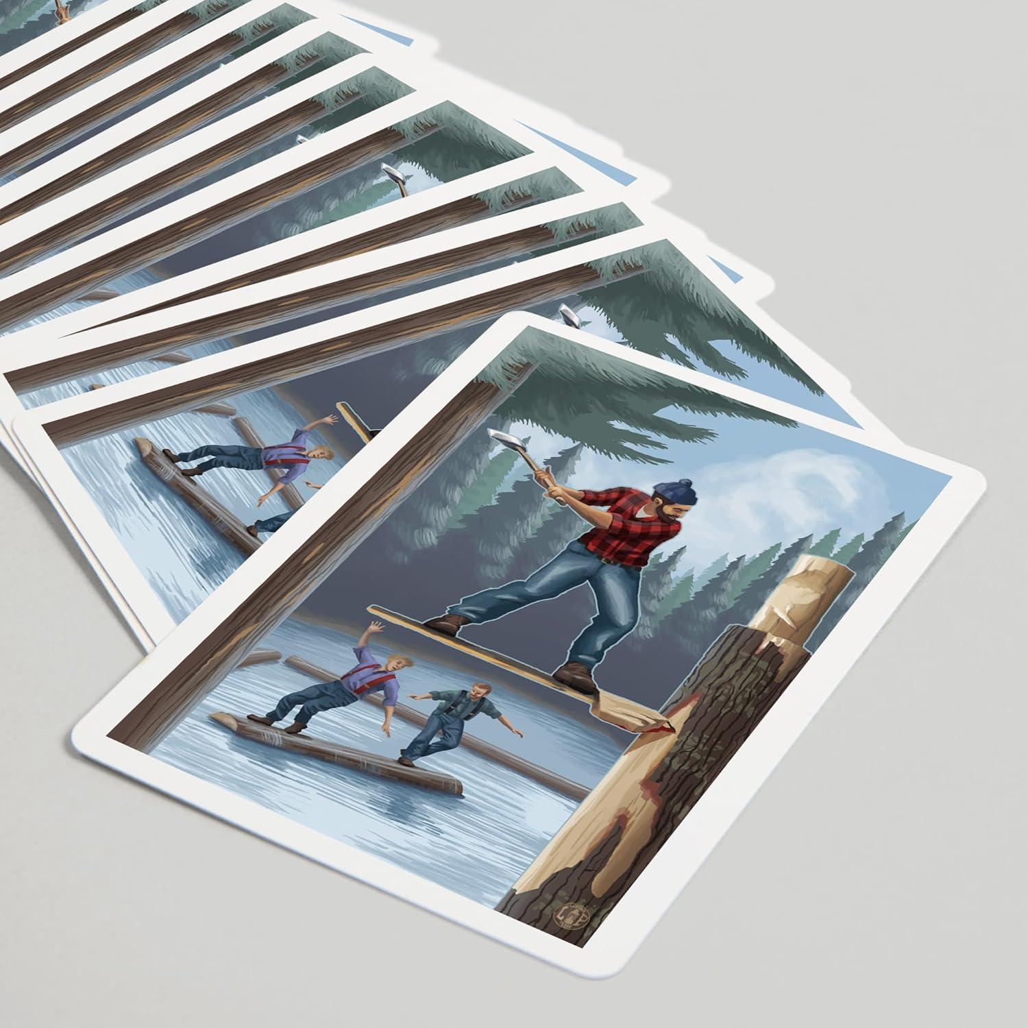 Baraja de Cartas Montaje de Leñador Lantern Press - 52 Piezas