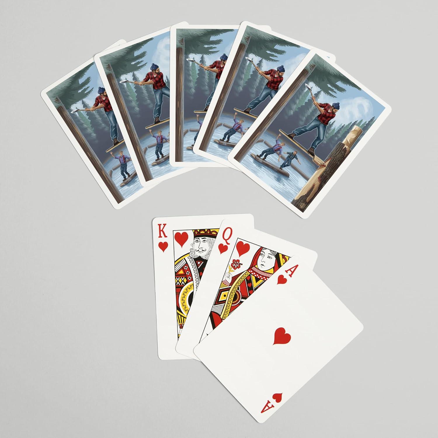 Baraja de Cartas Montaje de Leñador Lantern Press - 52 Piezas