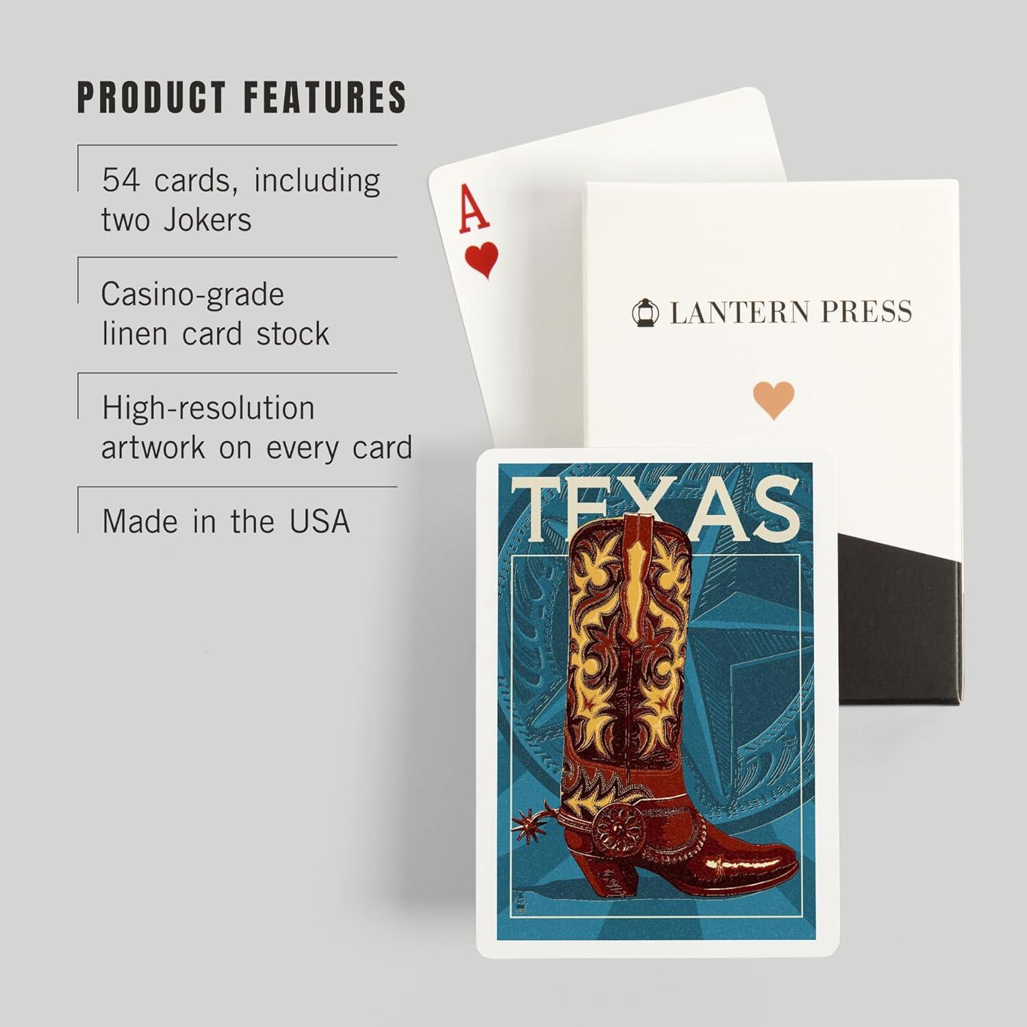 Baraja de Póker Lantern Press Texas Bota de Vaquero 52 Cartas