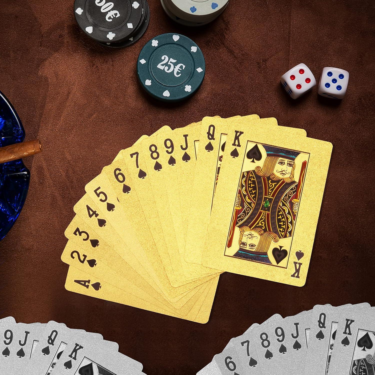 Barajas de Cartas de Juego INTEGEAR 2 Unidades Doradas 3D