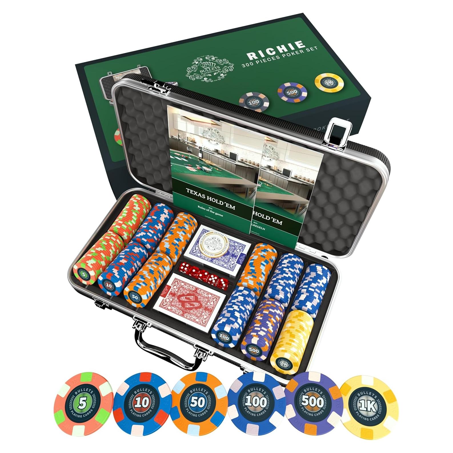 Conjunto de Poker Bullets con 300 Fichas de Cerámica y Estuche