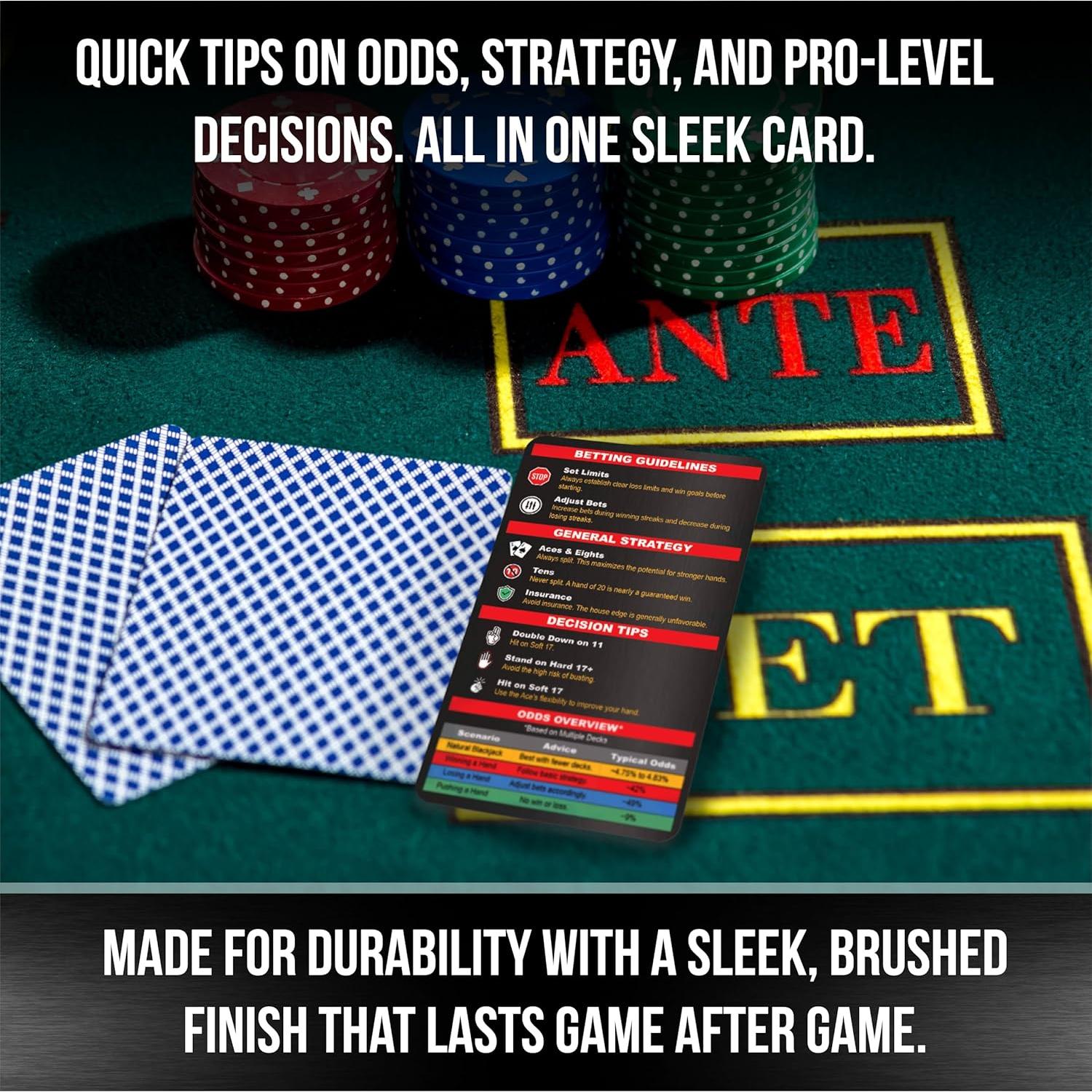 Conjunto de Cartas de Estrategia de Póker y Blackjack Sunsella con Lupa