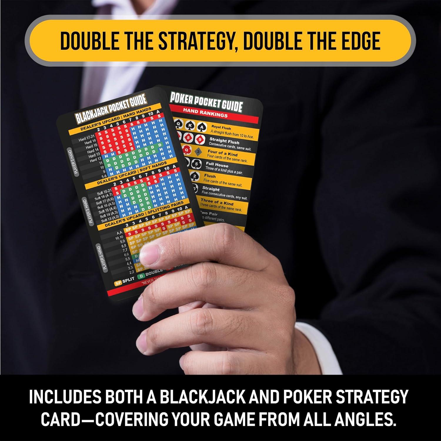 Conjunto de Cartas de Estrategia de Póker y Blackjack Sunsella con Lupa