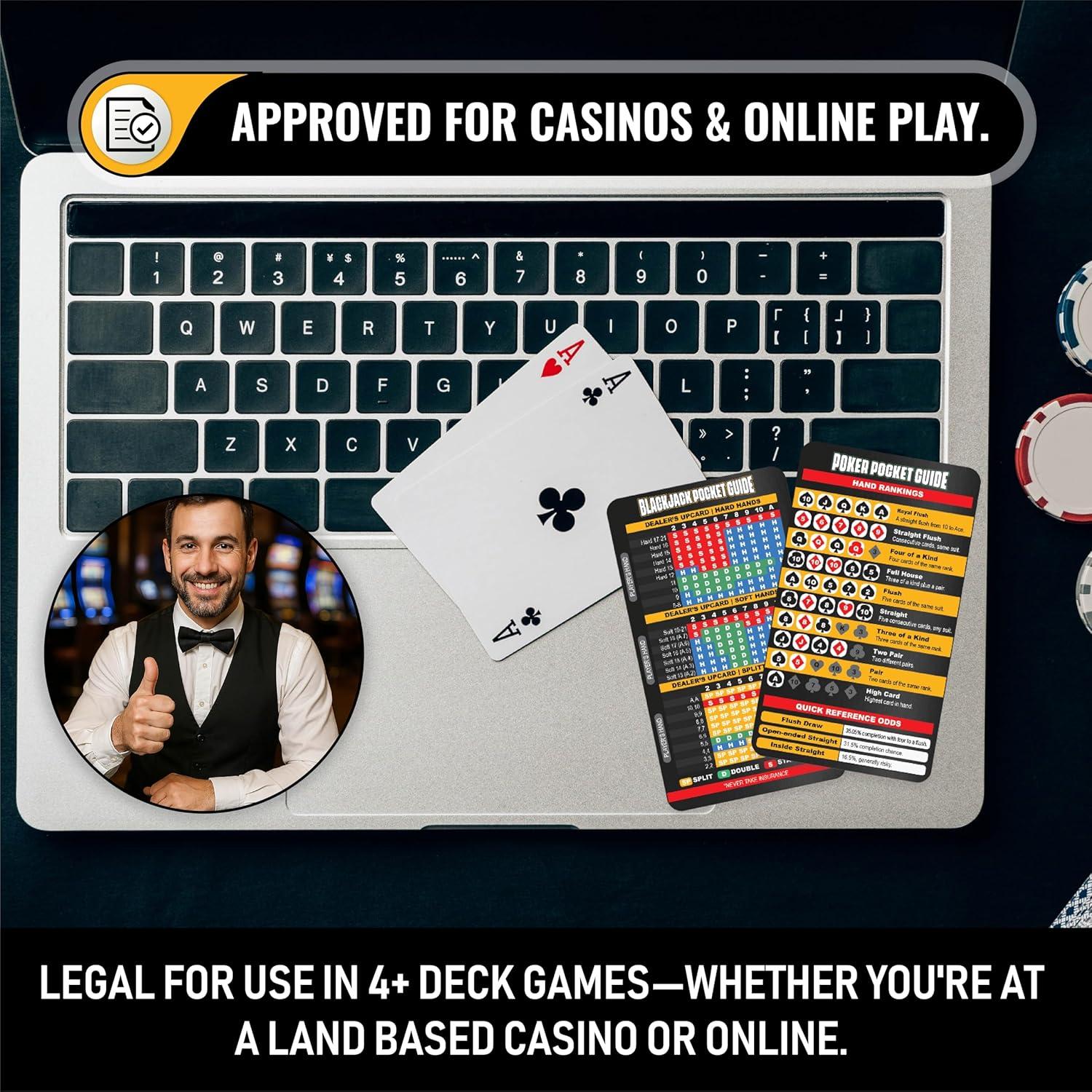 Conjunto de Cartas de Estrategia de Póker y Blackjack Sunsella con Lupa