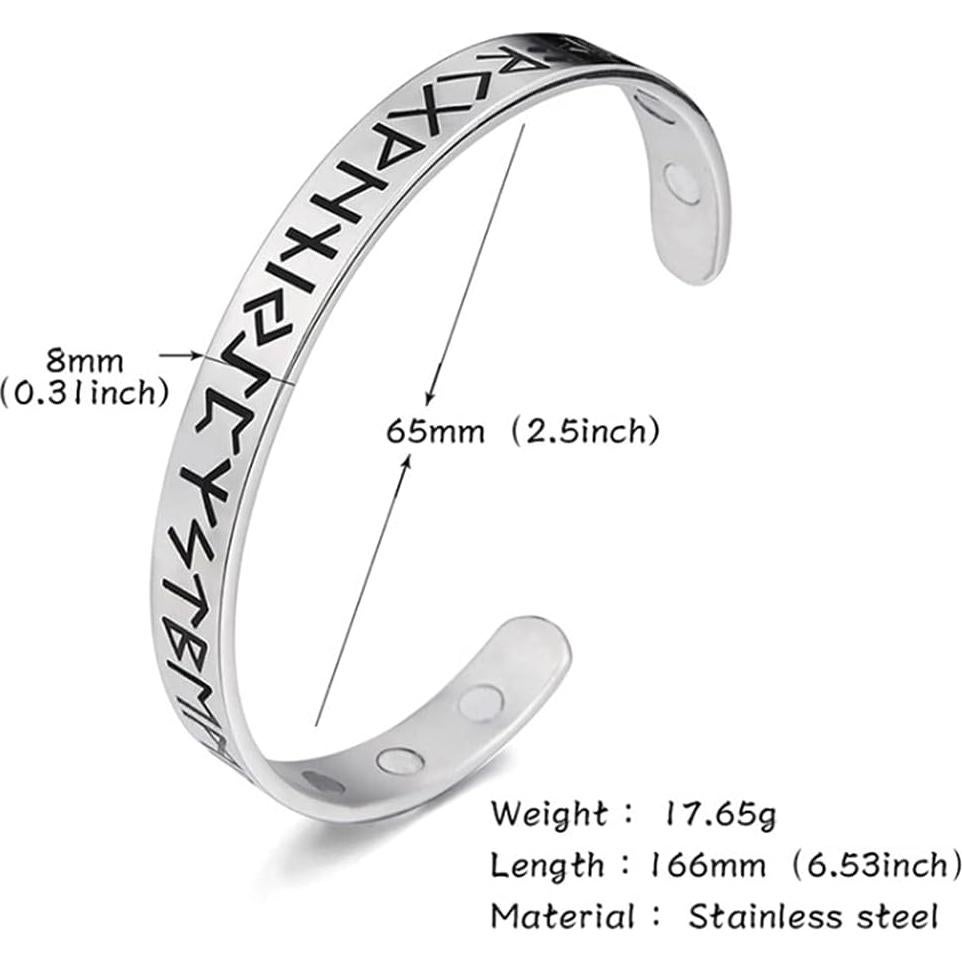 Pulsera Rúnica Vikinga TURTLEDOVE de Acero Inoxidable 8mm