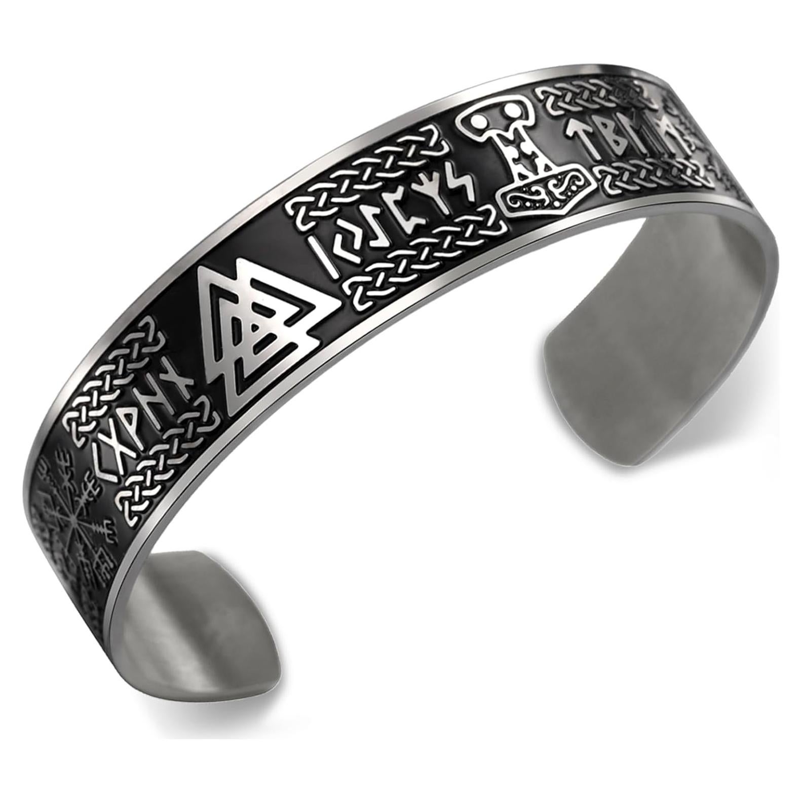 Pulsera Vikinga VASSAGO Acero Inoxidable Ajustable Runas