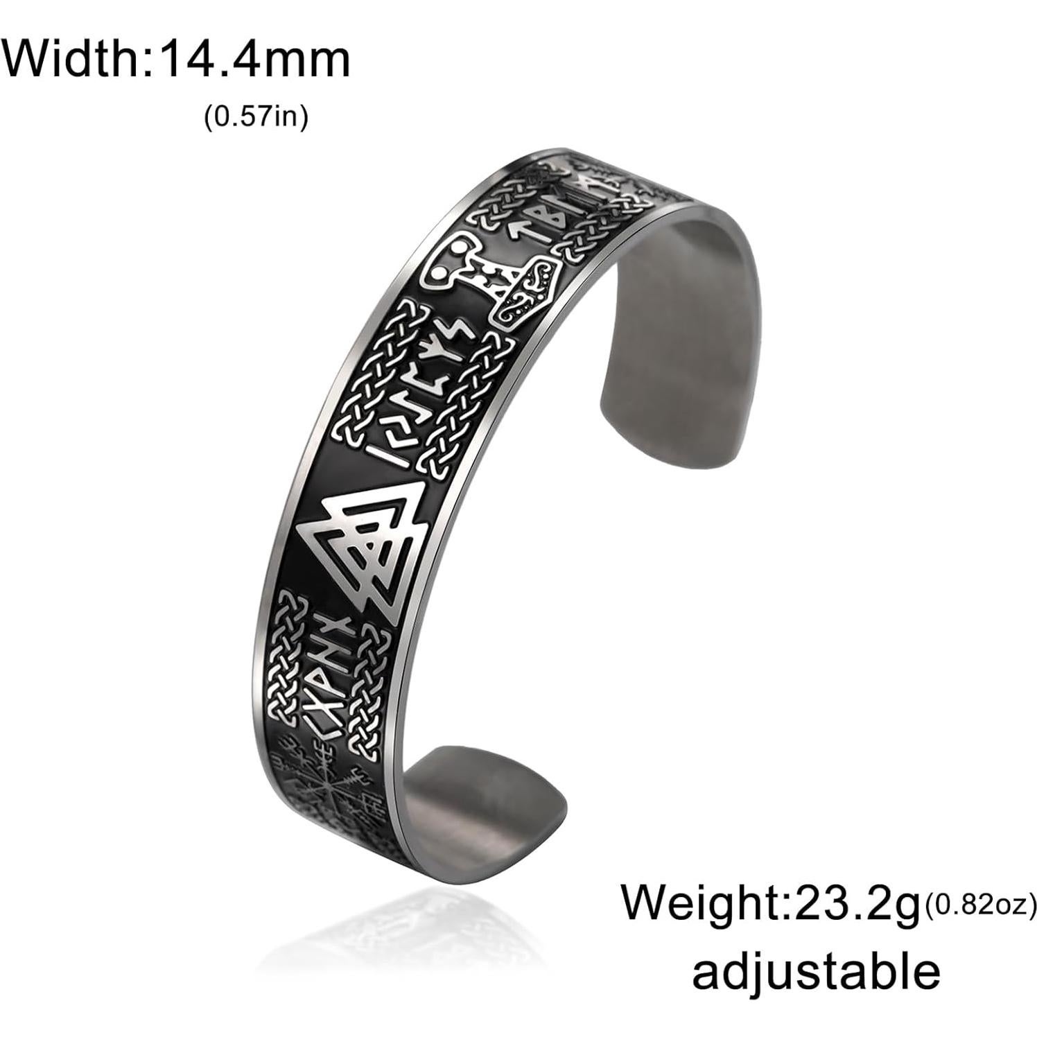 Pulsera Vikinga VASSAGO Acero Inoxidable Ajustable Runas
