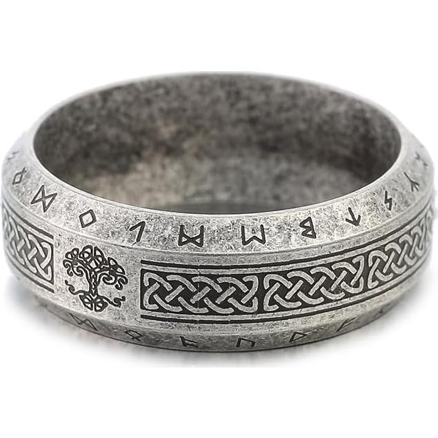 Anillo de Runas Vikingas Sinoyp - Acero Inoxidable, Tamaño 7