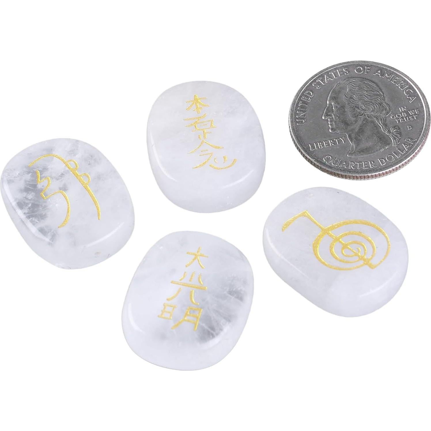 Juego de 4 Piedras de Cuarzo Rosa Usui Reiki para Meditación