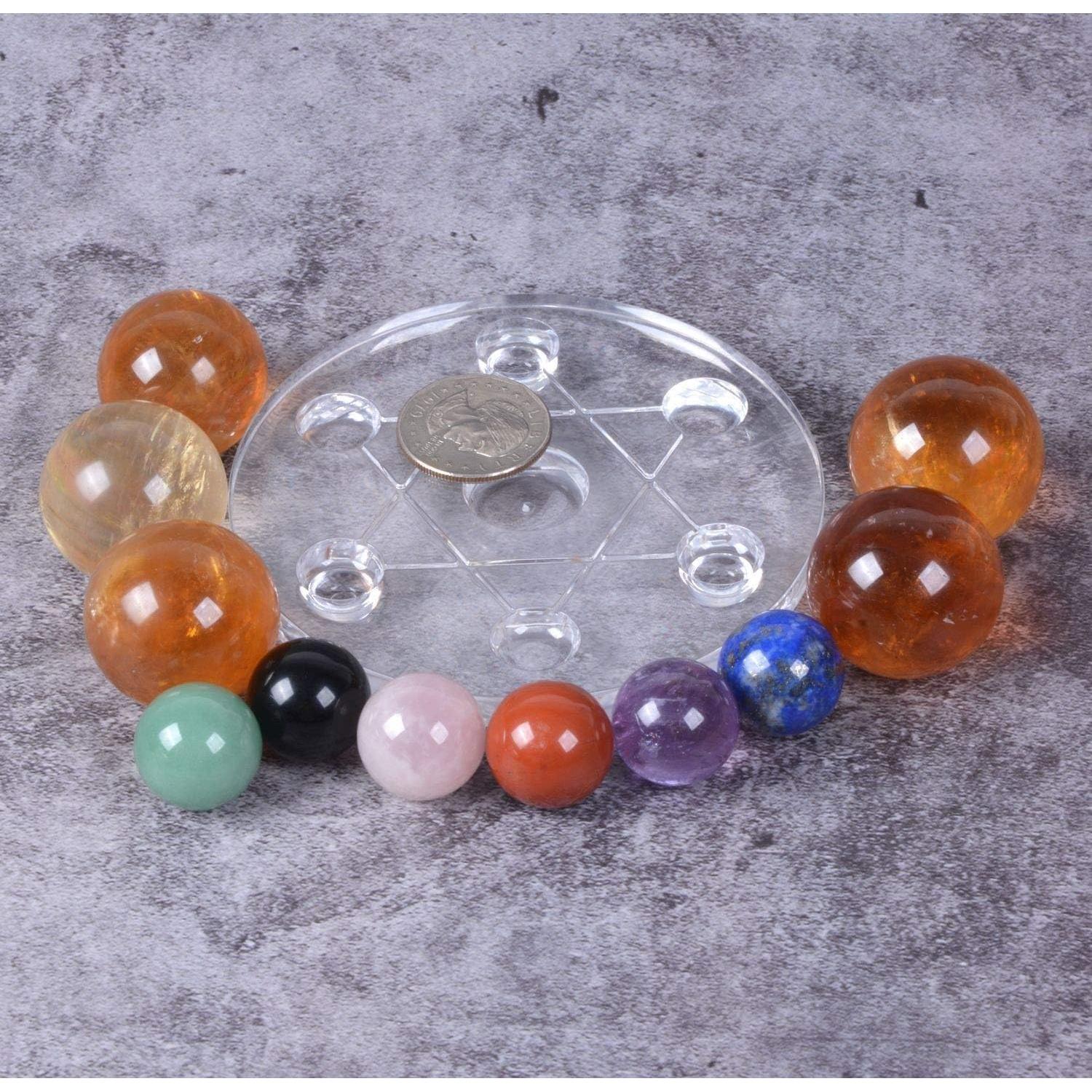 Esfera de Cuarzo Claro JUST IN STONES 30mm 7 Chakras