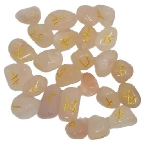 Juego de Runas de Cuarzo Rosa VERVOX 25 Piezas con Bolsa
