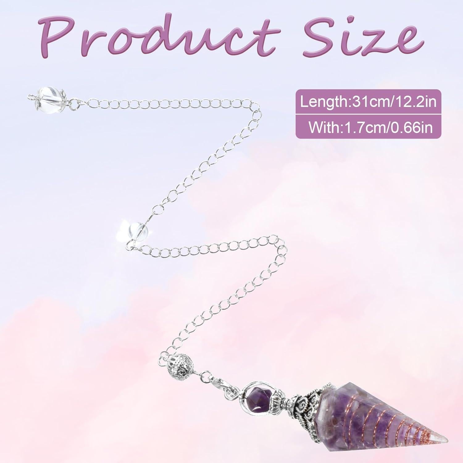 Péndulo de Cristal de Amatista Ptwola 31x1.7 cm Sanación