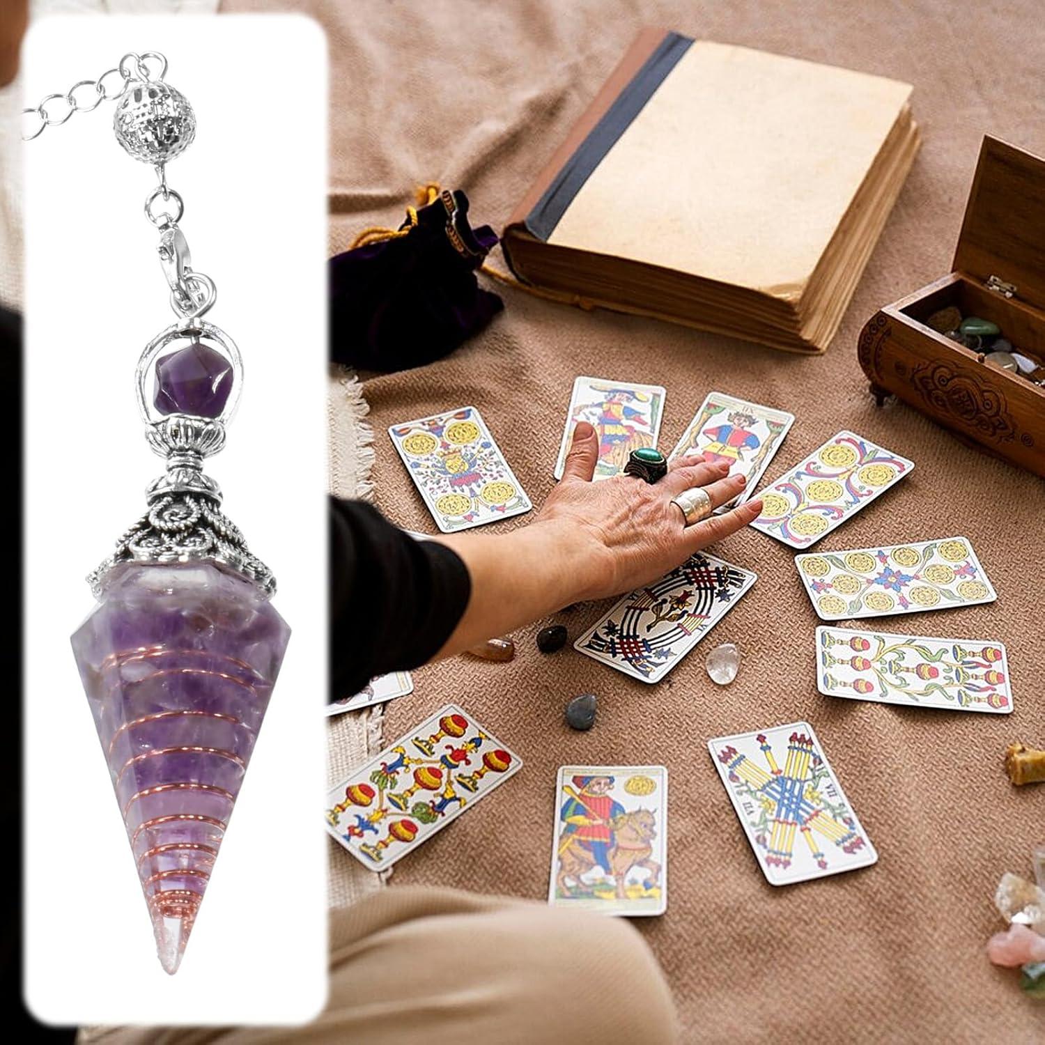 Péndulo de Cristal de Amatista Ptwola 31x1.7 cm Sanación