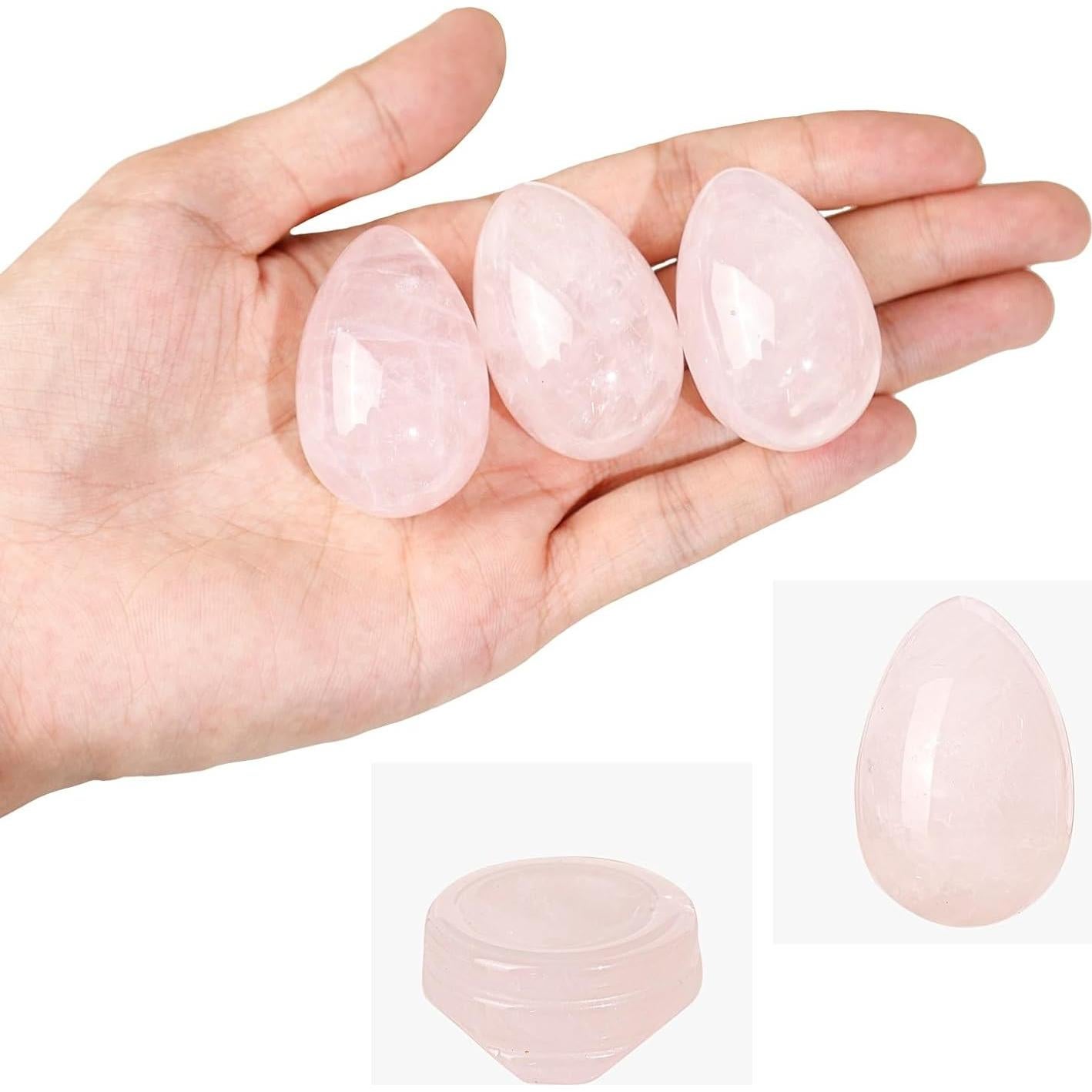 Huevo de Cuarzo Rosa Pulido con Soporte - 45mm Decorativo