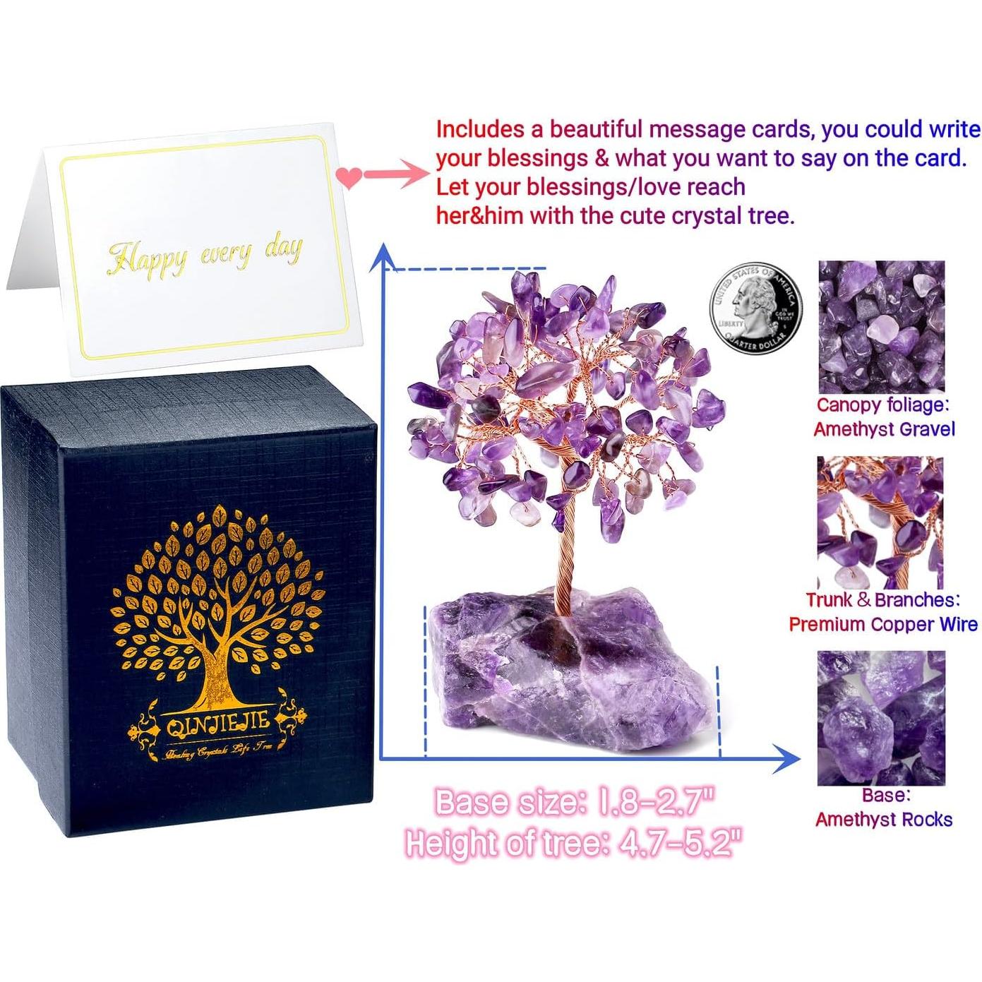 Árbol de Cristal de Amatista QINJIEJIE 12.7 cm Decoración