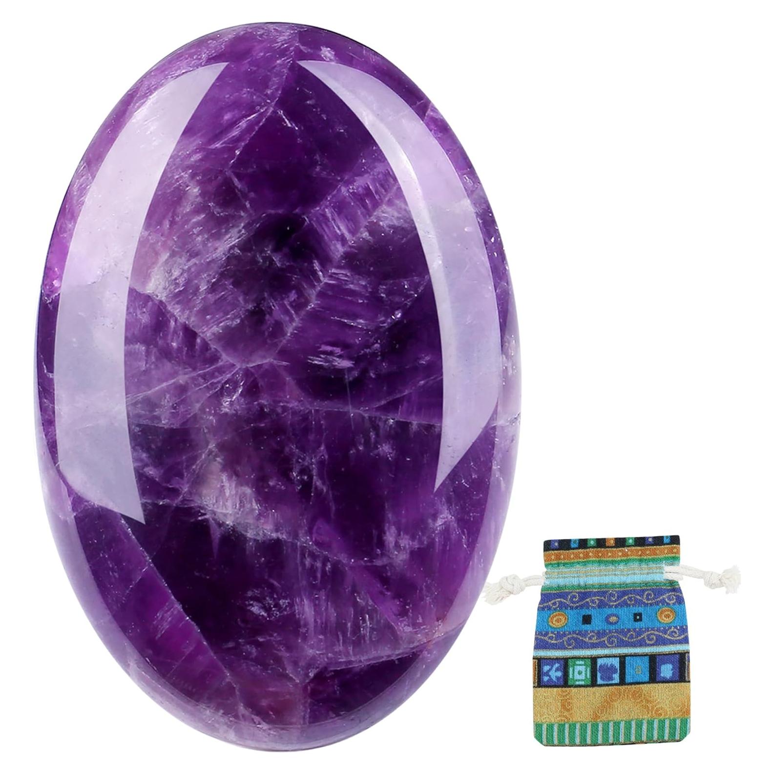 Piedra de Palma de Amatista QINJIEJIE 6-7cm Sanación Energética