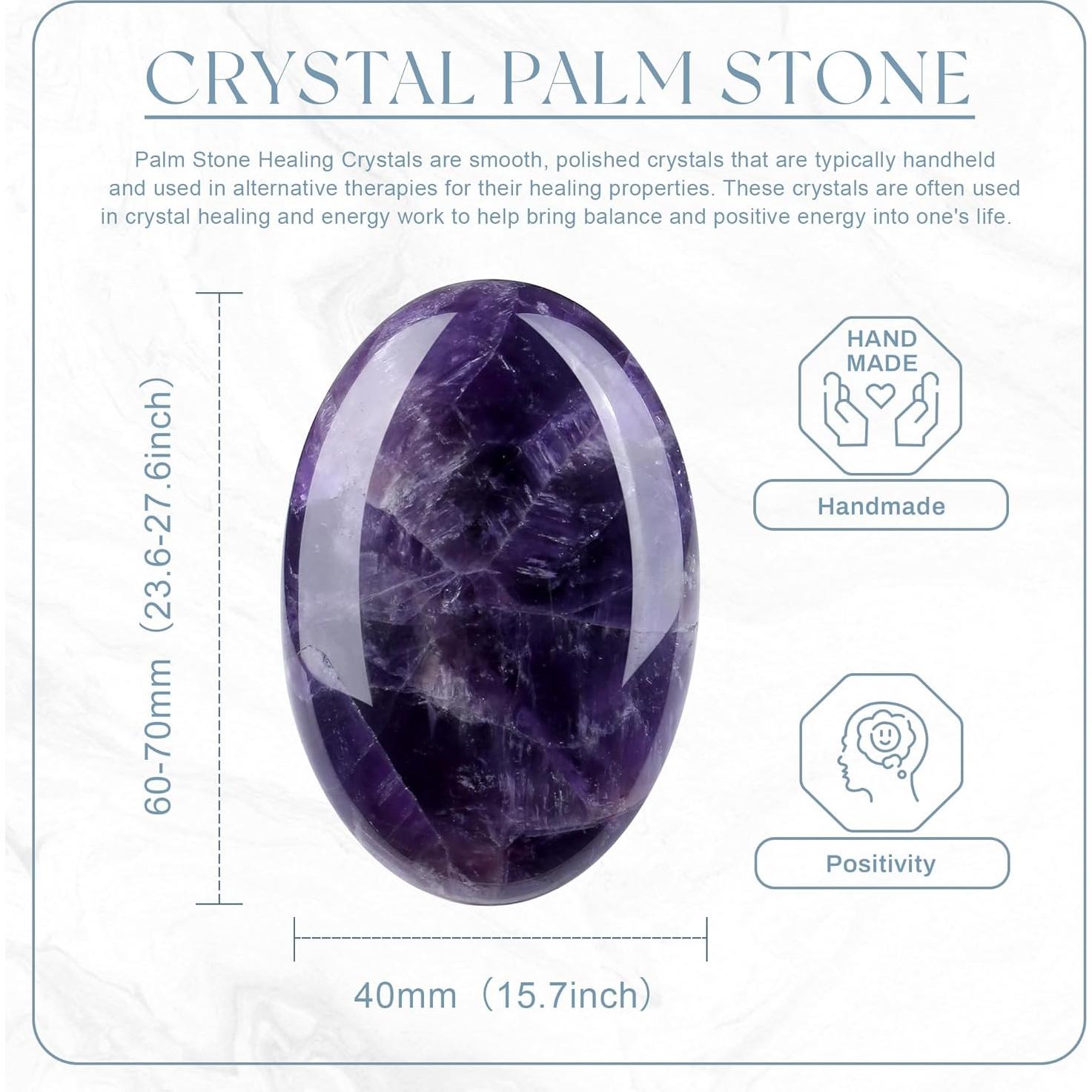 Piedra de Palma de Amatista QINJIEJIE 6-7cm Sanación Energética