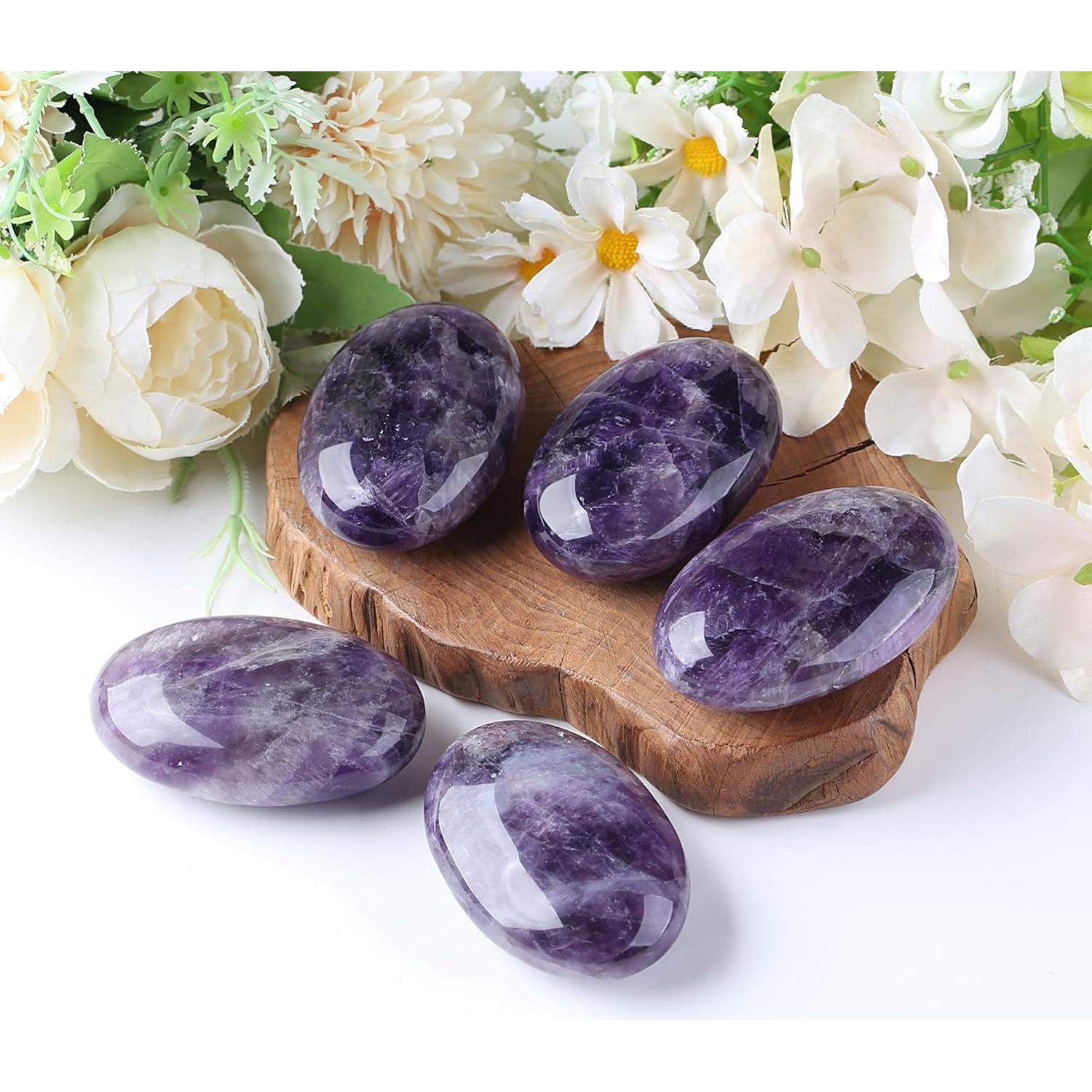 Piedra de Palma de Amatista QINJIEJIE 6-7cm Sanación Energética