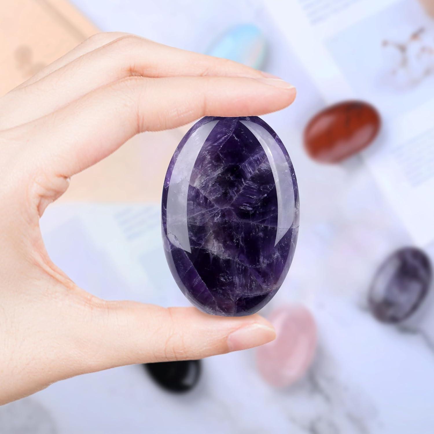 Piedra de Palma de Amatista QINJIEJIE 6-7cm Sanación Energética