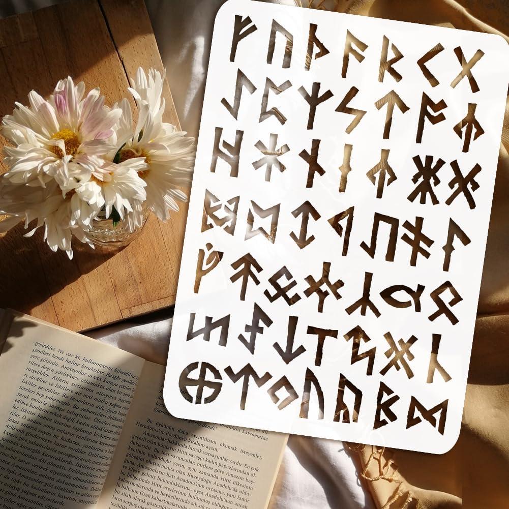 Plantilla de Pintura Reutilizable FINGERINSPIRE Runas Vikingas A4
