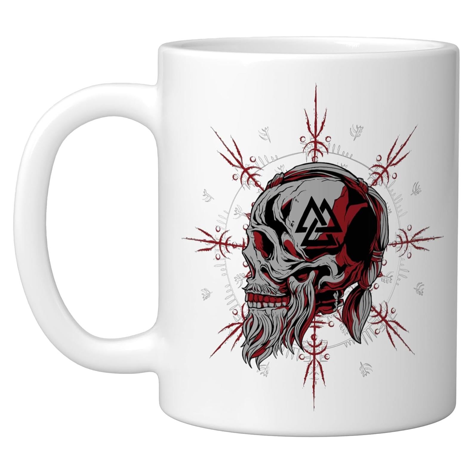Taza de Cerámica Blanca 11 oz Pasos hacia Valhalla Vikingo
