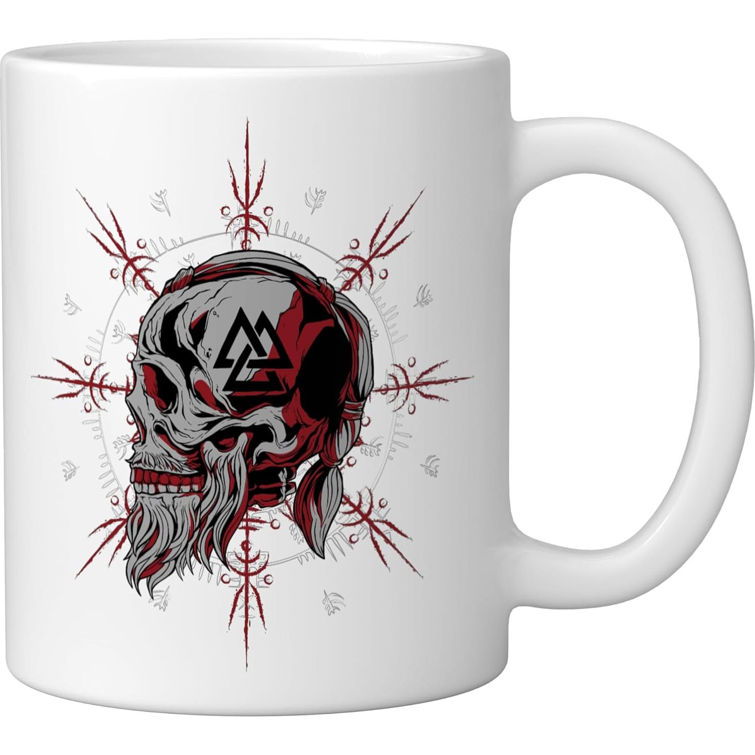 Taza de Cerámica Blanca 11 oz Pasos hacia Valhalla Vikingo