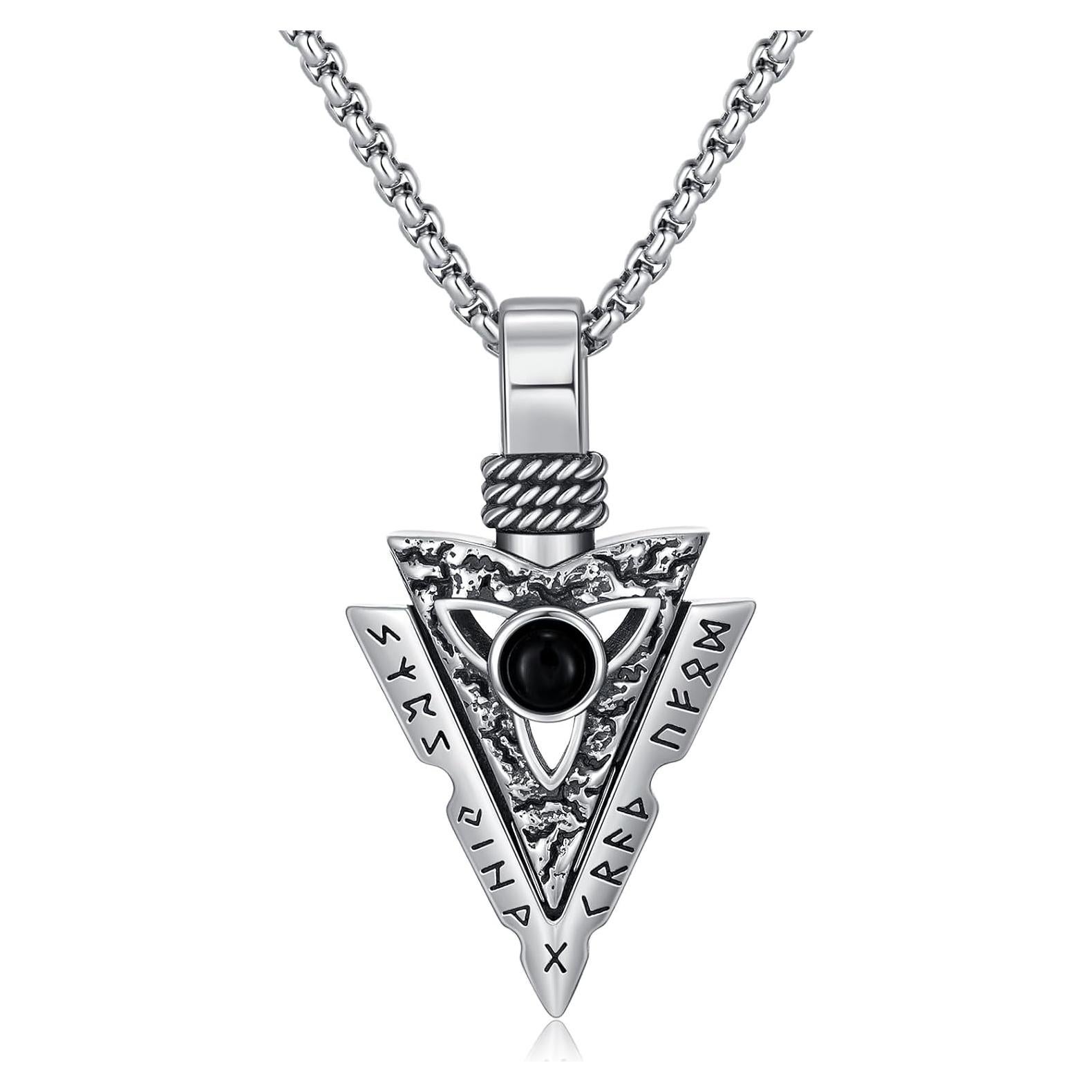 Collar Colgante Vikingo de Plata Esterlina 925 con Runas