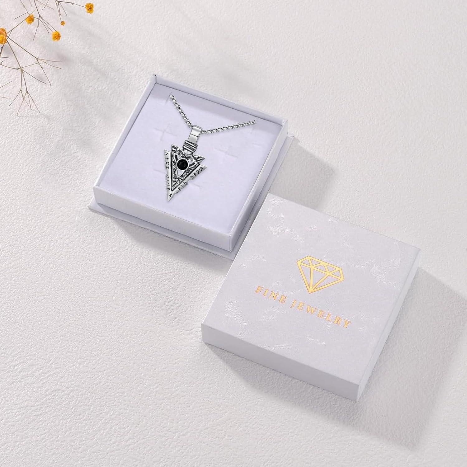 Collar Colgante Vikingo de Plata Esterlina 925 con Runas