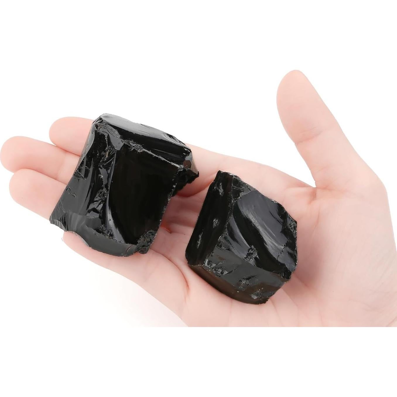 2 Piezas Cristales Crudos de Obsidiana Negra 1.8-2.2" NUKAYAI