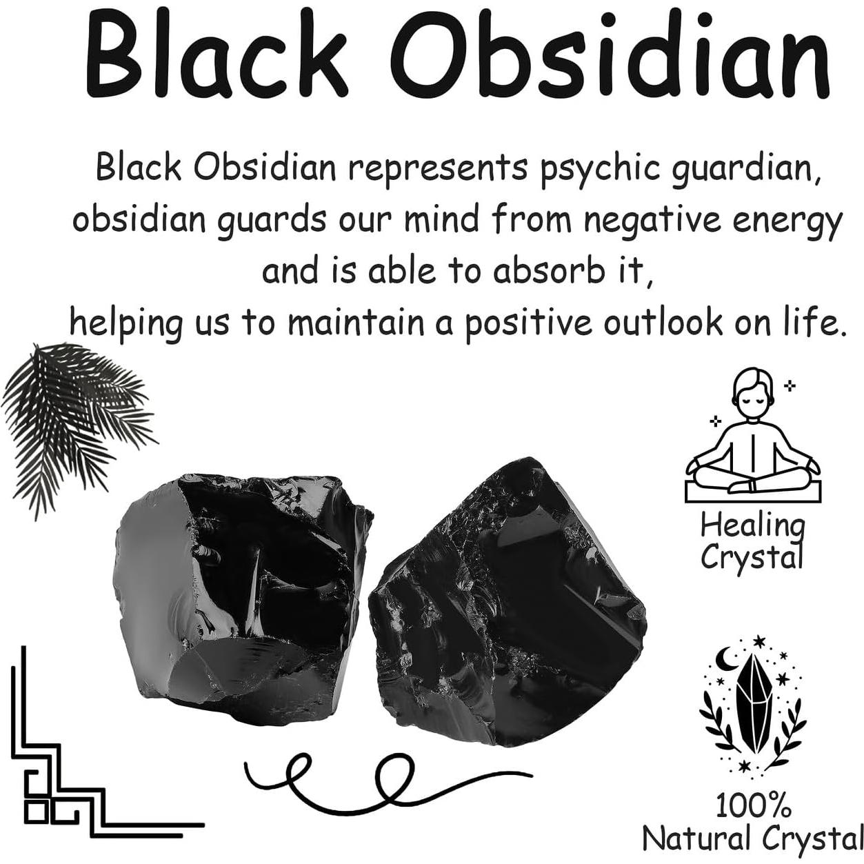 2 Piezas Cristales Crudos de Obsidiana Negra 1.8-2.2" NUKAYAI