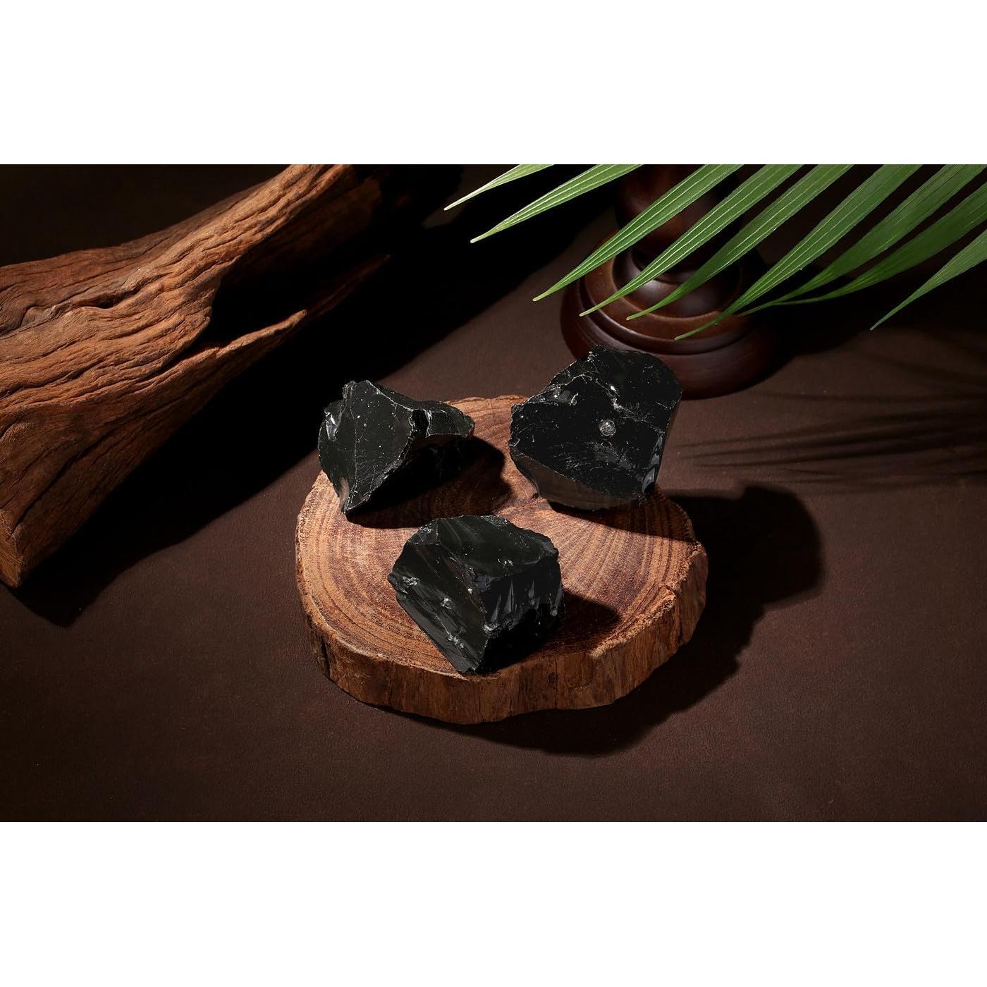 2 Piezas Cristales Crudos de Obsidiana Negra 1.8-2.2" NUKAYAI