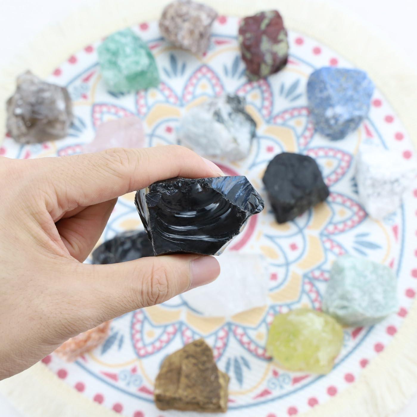 2 Piezas Cristales Crudos de Obsidiana Negra 1.8-2.2" NUKAYAI