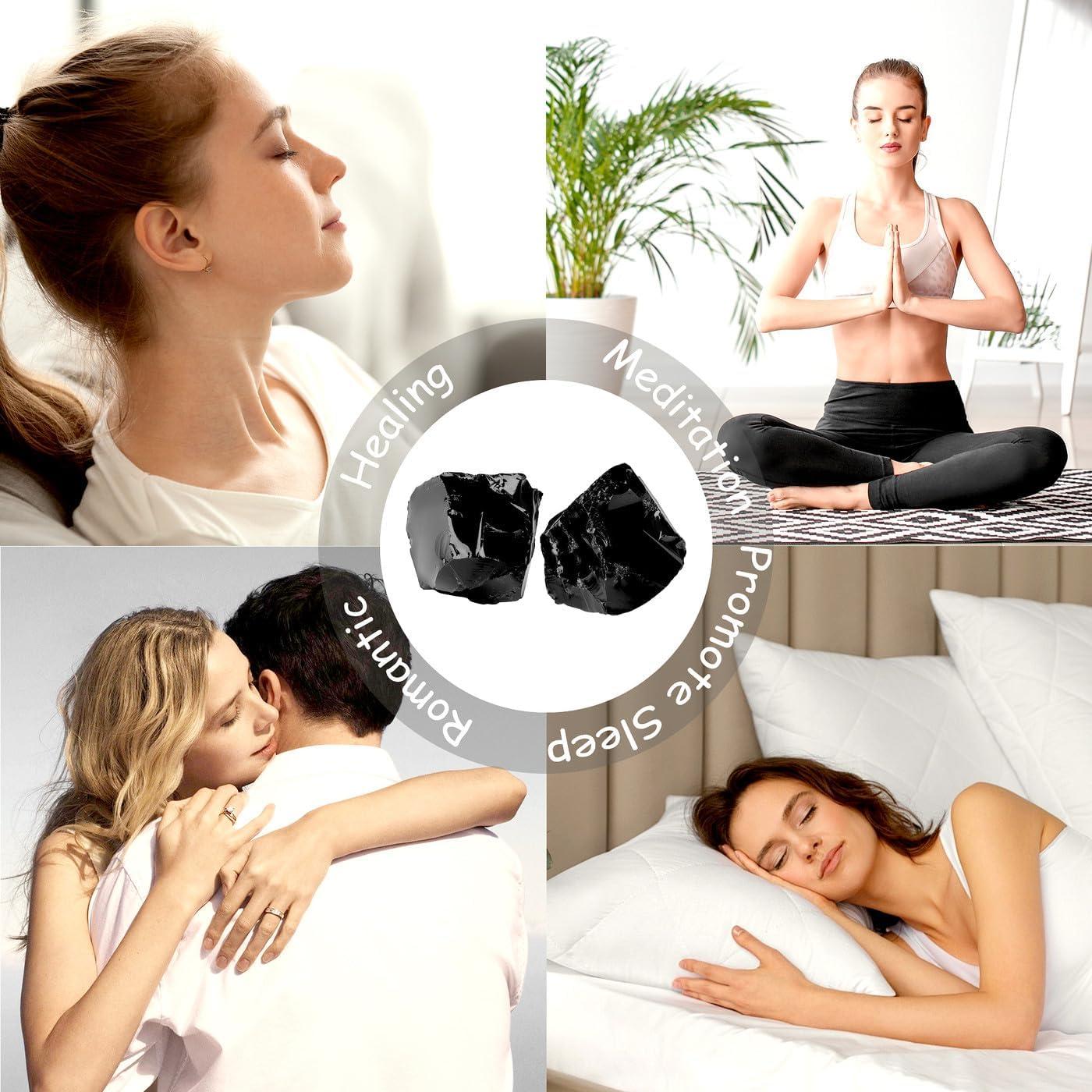 2 Piezas Cristales Crudos de Obsidiana Negra 1.8-2.2" NUKAYAI