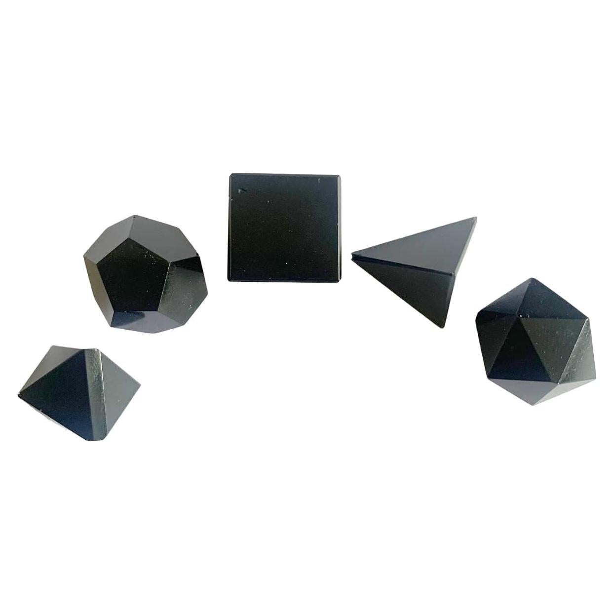 Juego de Geometría de Obsidiana Negra 5 Piezas Hecho a Mano